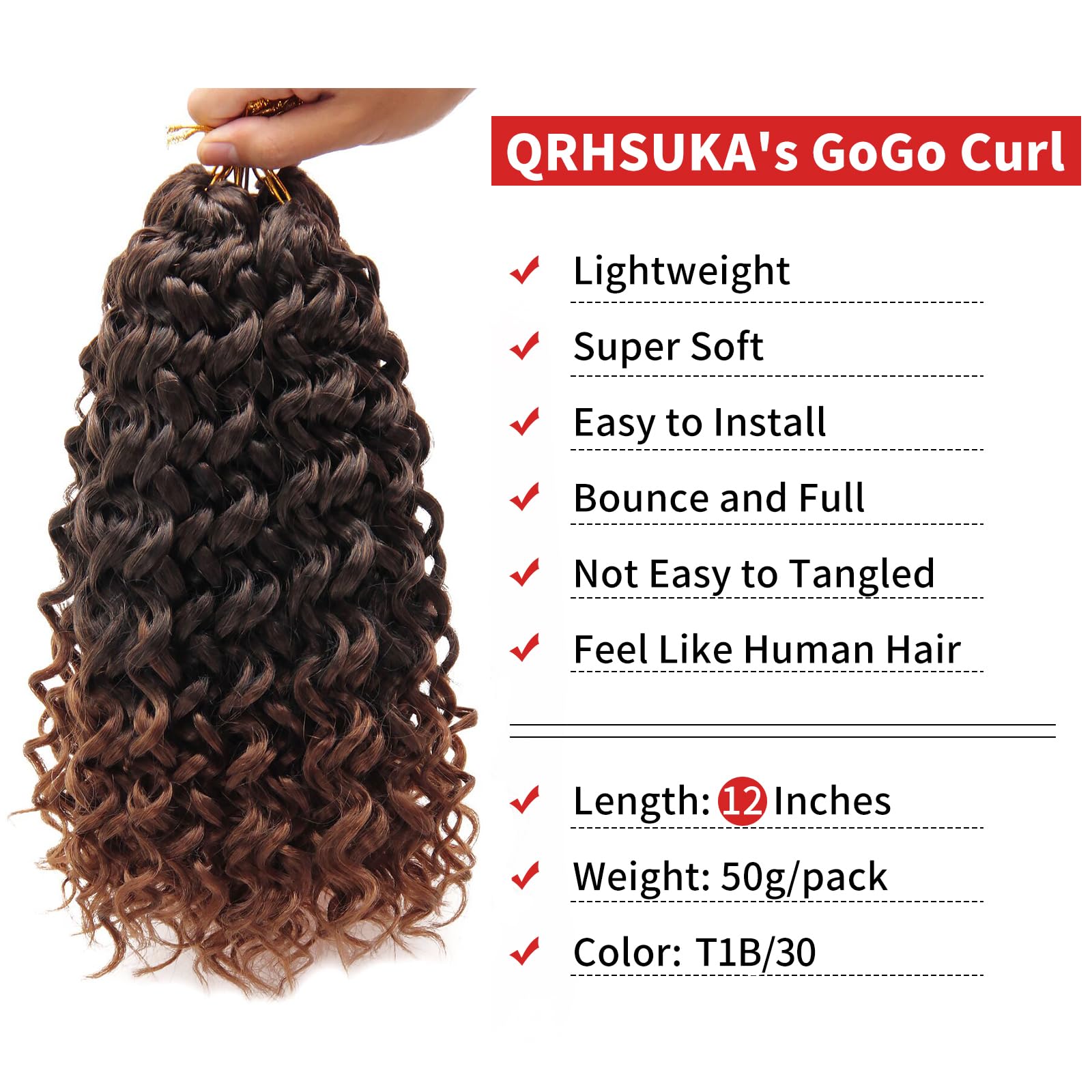 Qrhsuka Curly Crochet Hair Gogo Curl Crochet Hair For Women Ocean Wave Crochet Hair Synthetic Bohemian Crochet Braid Water Wave
