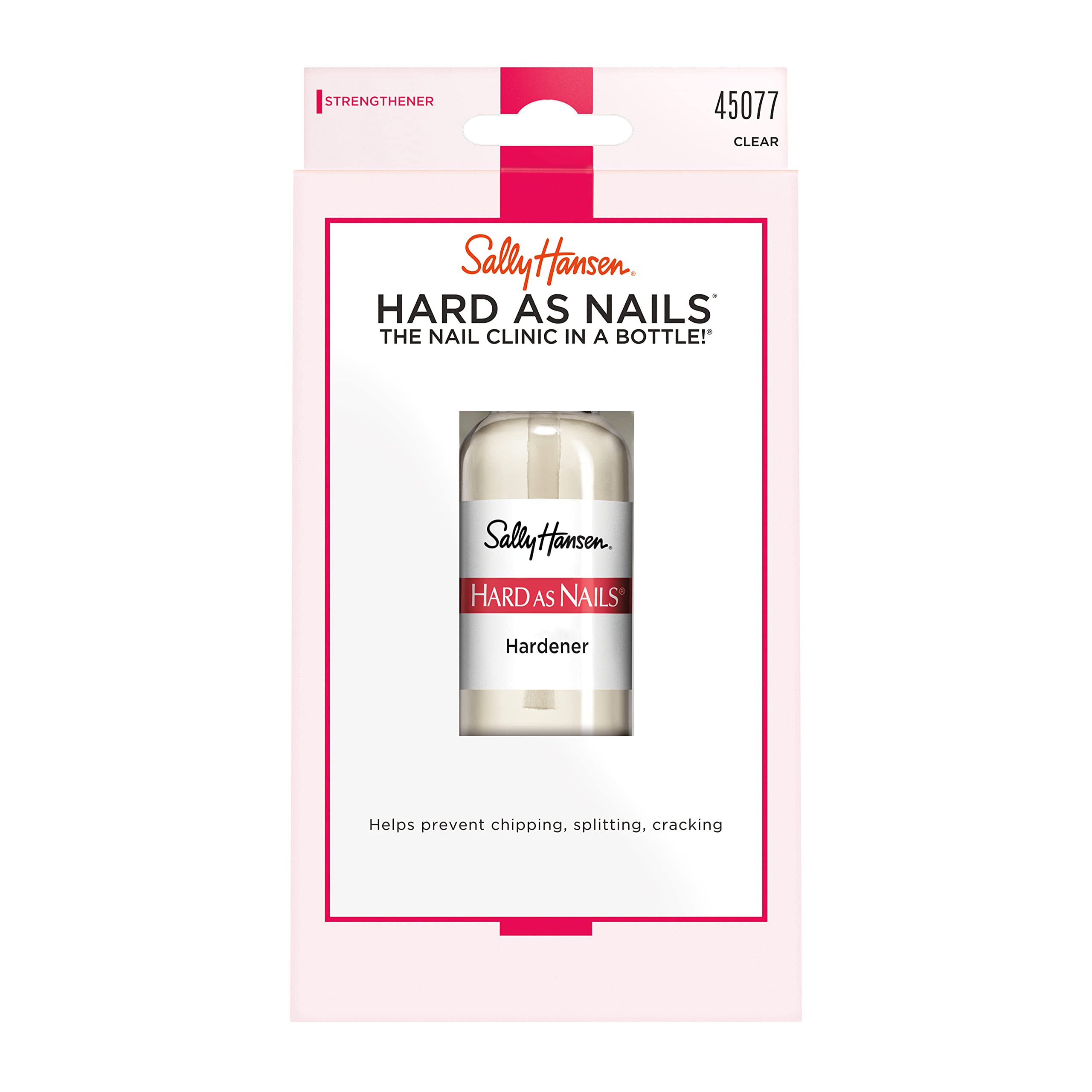 Sally Hansen Hard As Nails Nail Hardener, Clear, Strengthener, 1 Count, 0.45 Oz , Nail Strengthener, Nail Strengthening Polish