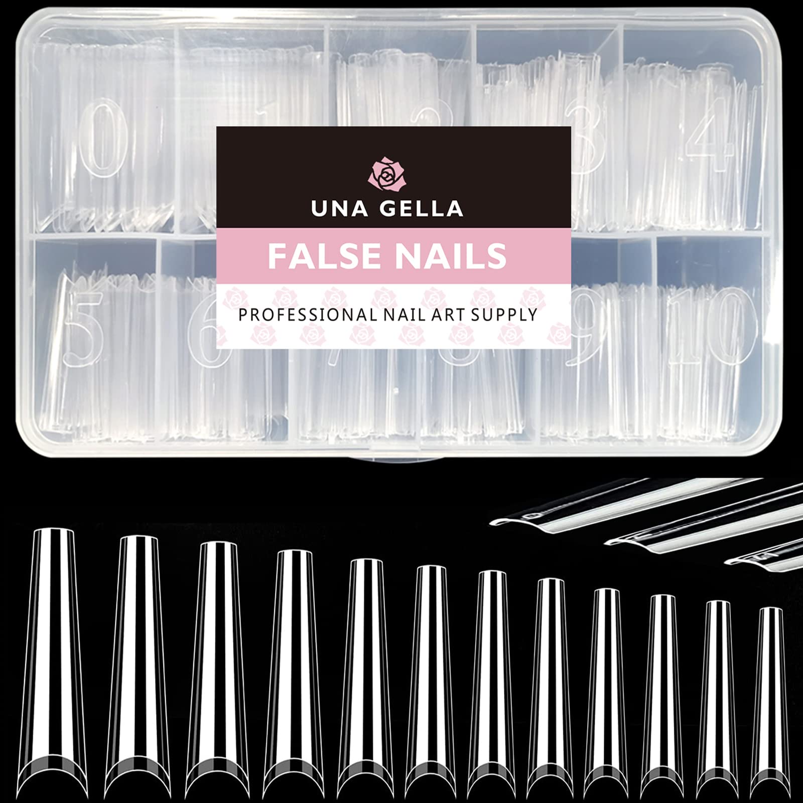 UNA gELLA Extra Long coffin Nail Tips No c curve 500PcS XXL Long clear Nail Tips Acrylic Nail Tips Soft gelly Jelly Half cover L