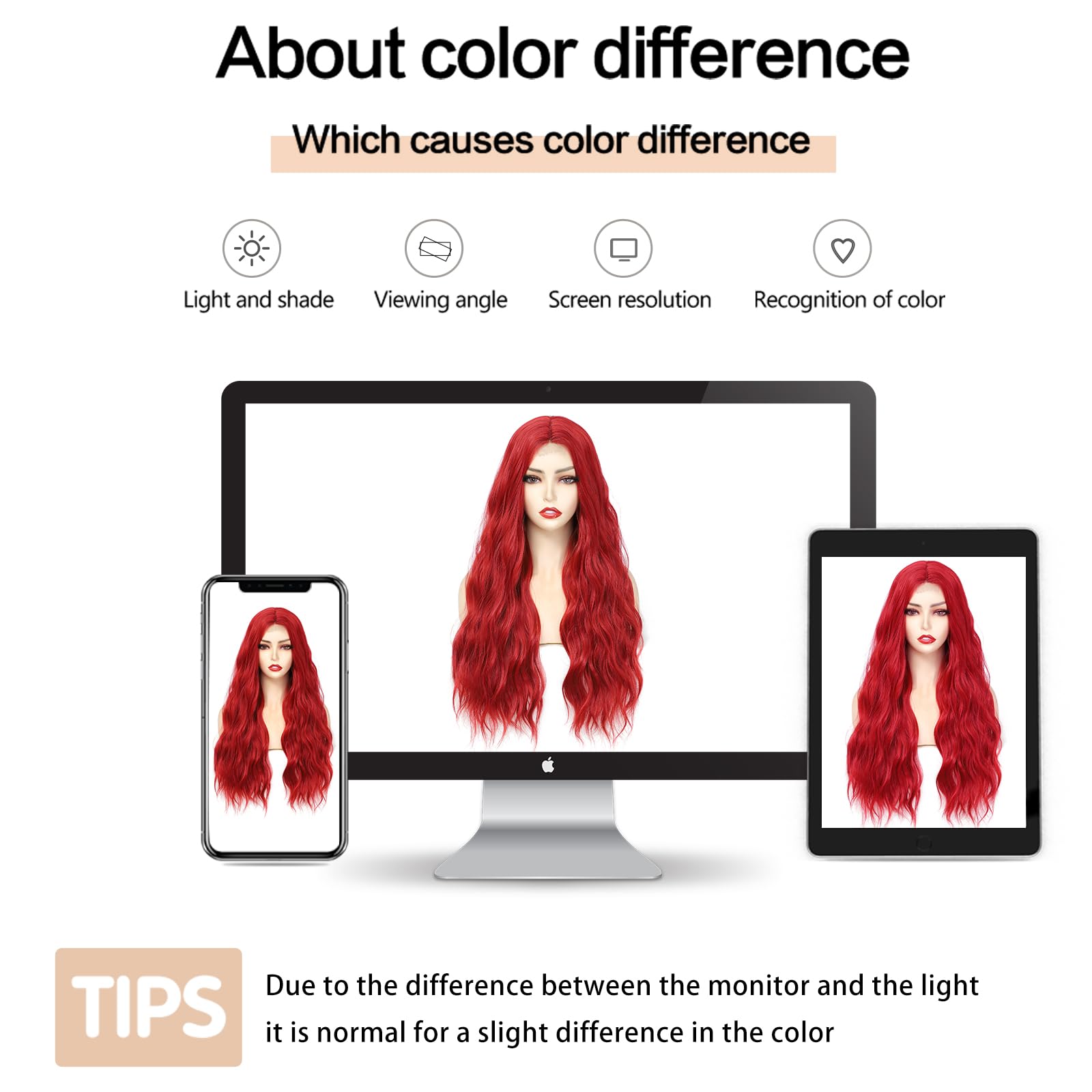 Ybymcai Red Wig - Long Red Wavy Wigs For Women Middle Part Red Wig 26 Inch Natural Curly Synthetic Wig Heat Resistant Fiber Wigs