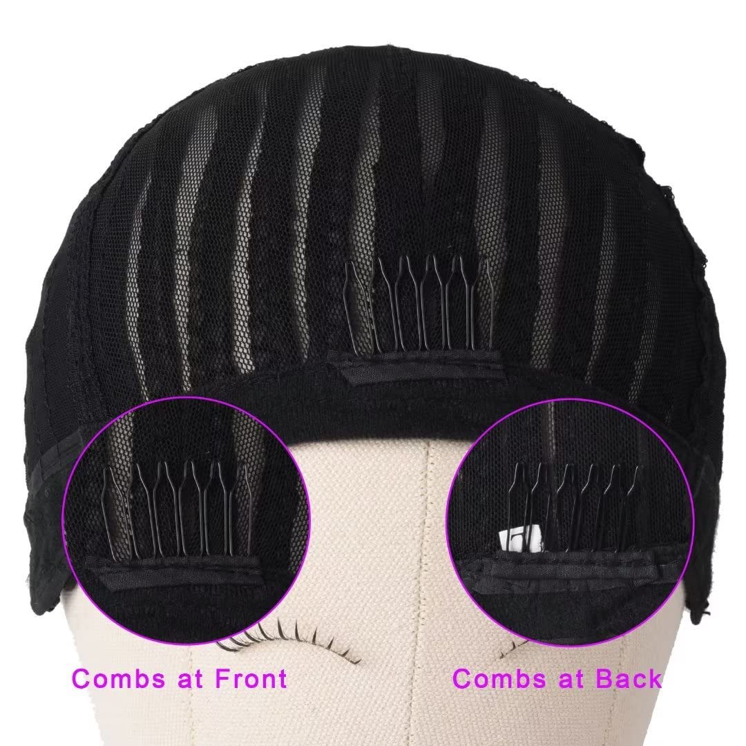 Msloosily Cornrow Wig Cap For Crochet Braids Synthetic Braided Cap With Adjustable Straps Breathable Crochet Caps With 2 Combs B