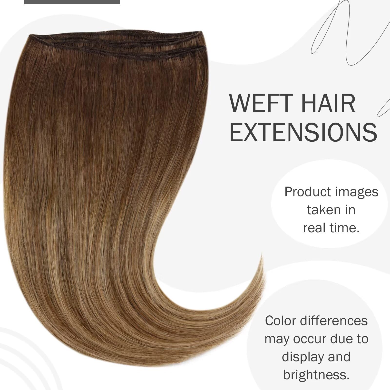 Hetto Sew In Hair Extensions Real Human Hair Weft Human Extensions Balayage Brown To Light Brown With Dark Blonde Weft Hair Exte