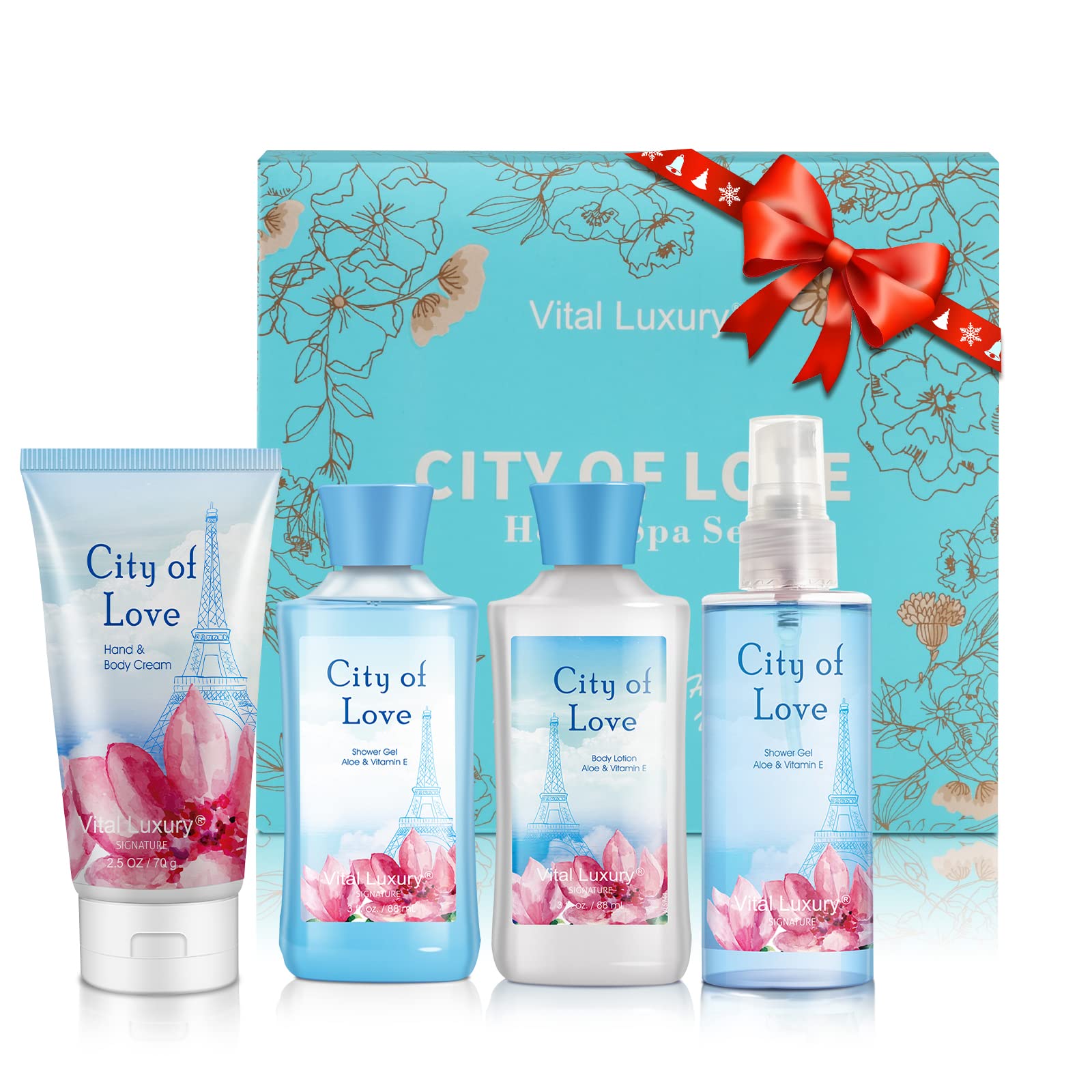 Vital Luxury Bath & Body Kit, 3 Fl Oz, Ideal Skincare Gift Home Spa Set, Includes Body Lotion, Shower Gel, Body Cream, And Fragr