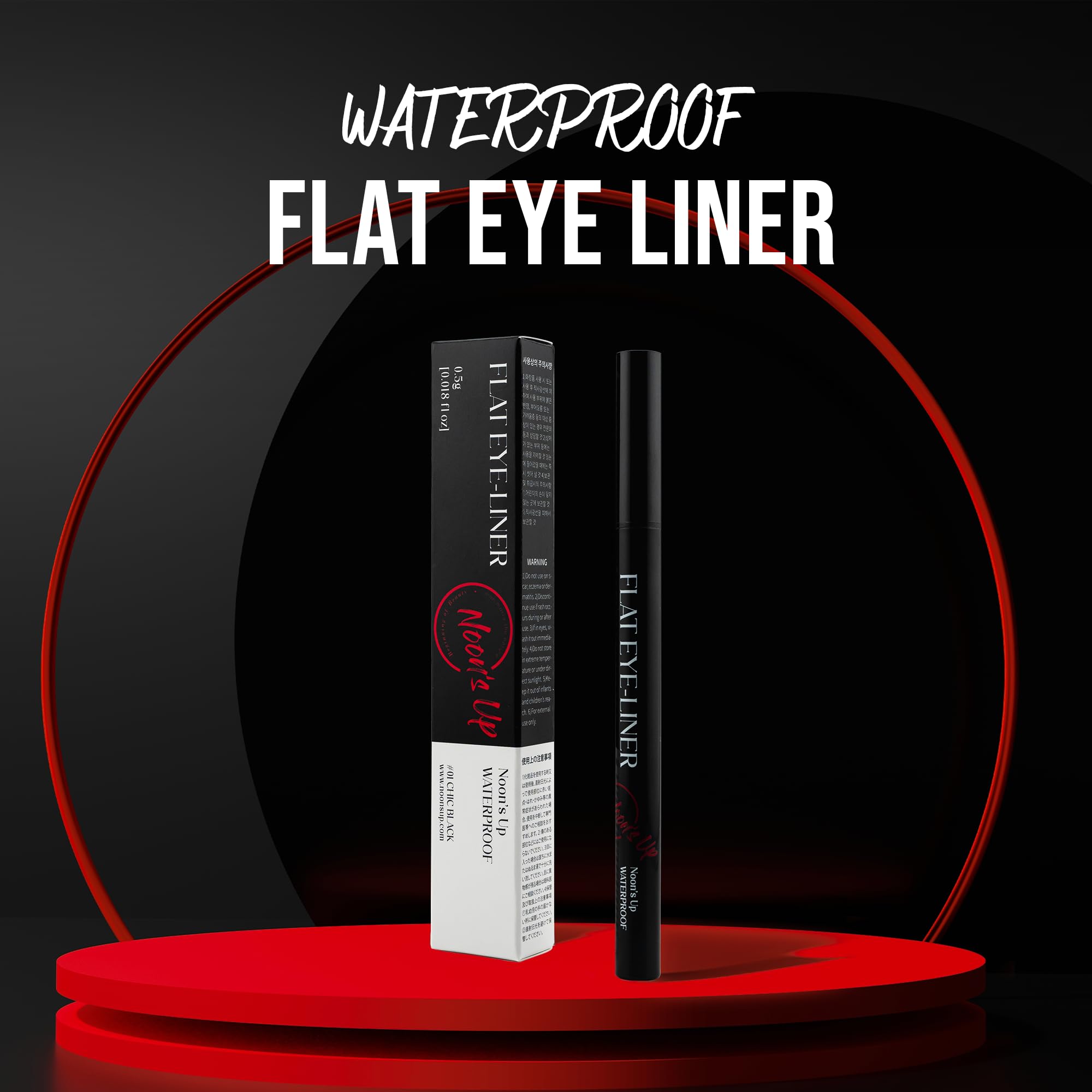 Noon'S Up Flat Eye-Liner - Waterproof Liquid Eyeliner Pen | Ultra-Slim & Bold Black Eyeliner | Quick-Dry & Waterproof Eyeliner L