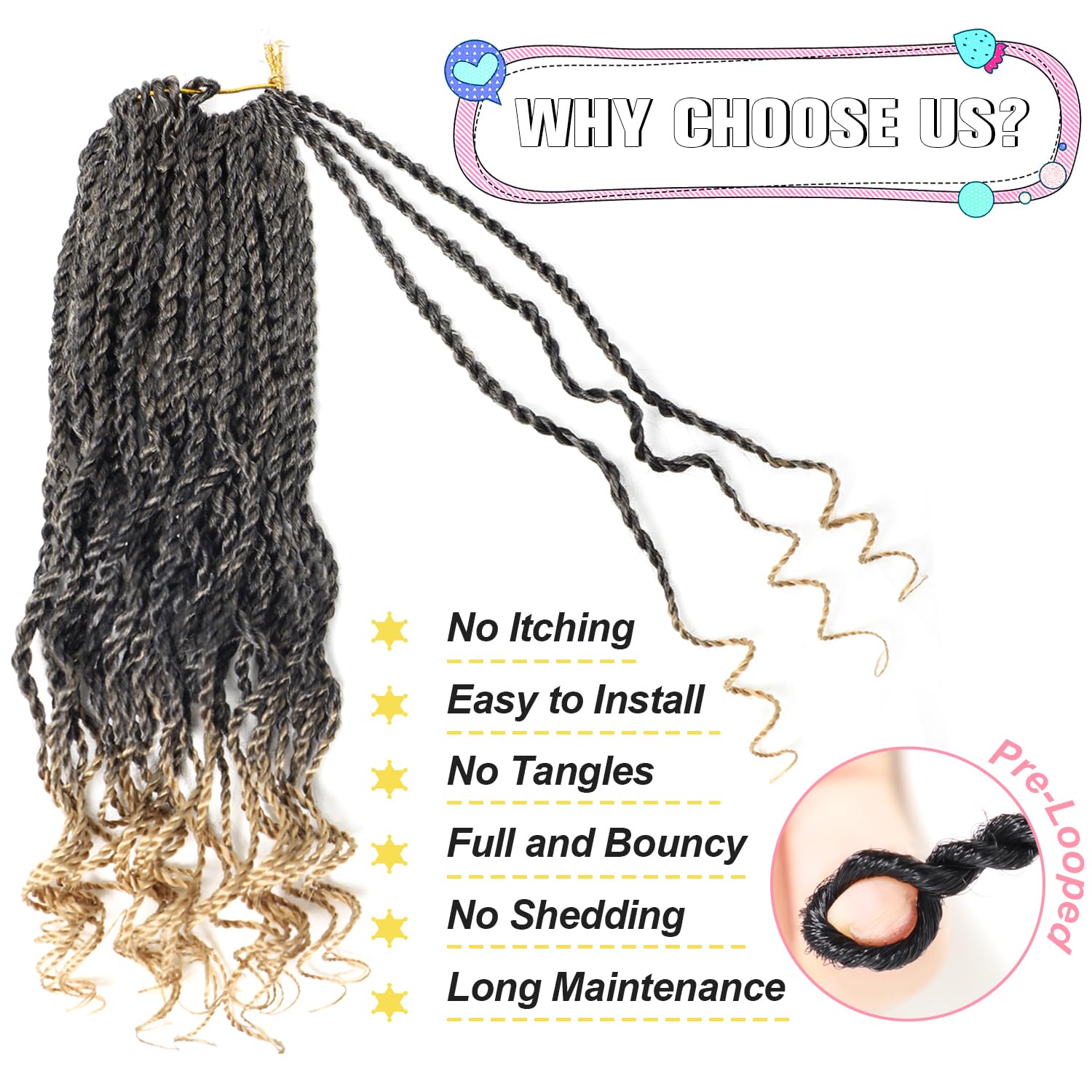 Wavy Senegalese Twist Crochet Hair 8 Inch Short Kids Crochet Hair With Curly Ends 8 Packs Small Curly Crochet Hair For Black Wom