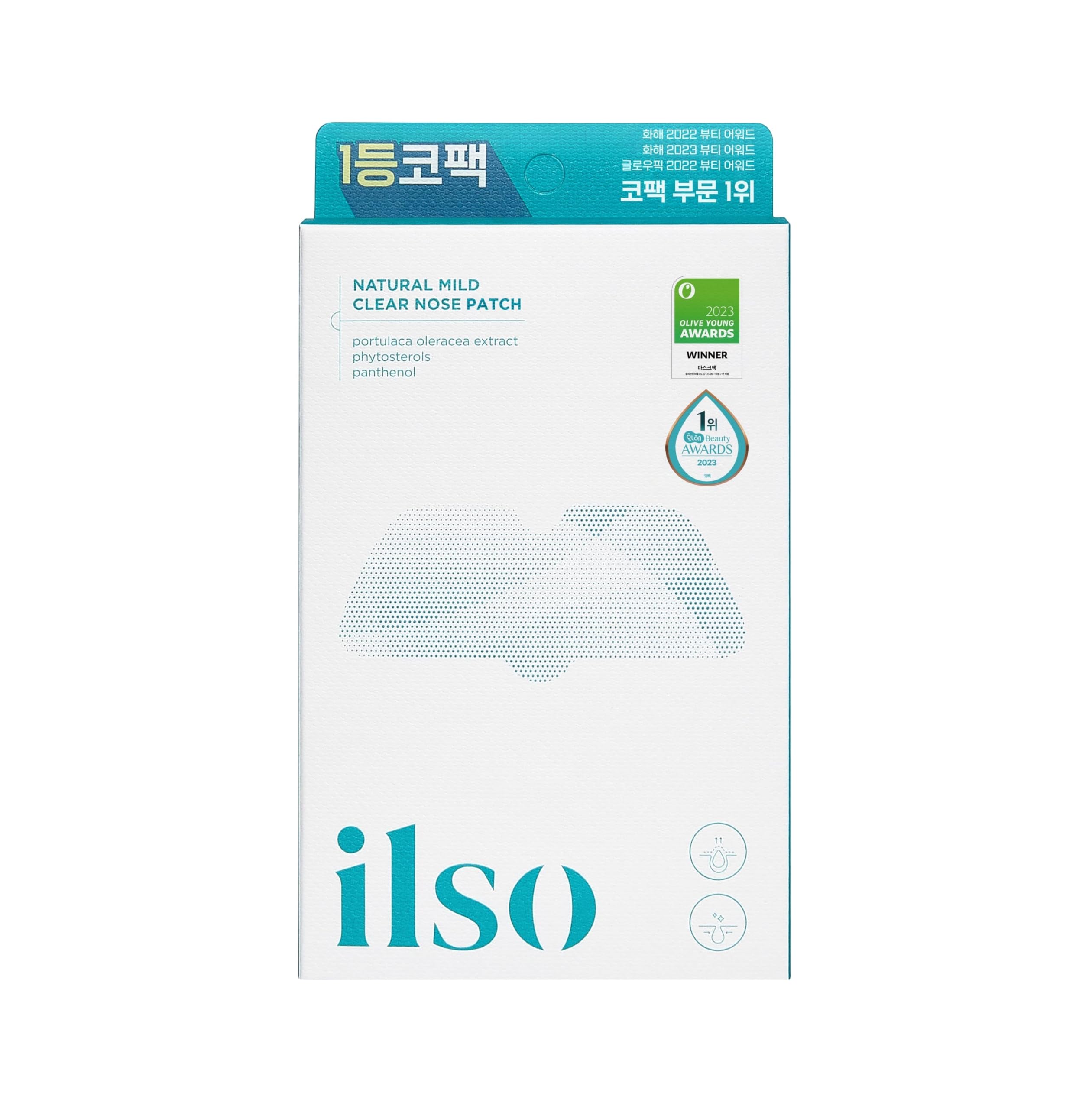 Ilso Natural Mild Clear Nose Patch/Blackhead Remover For Nose/Targets Pores & Pimples/Facial Skin Care/Dermatologist Approved/Ko