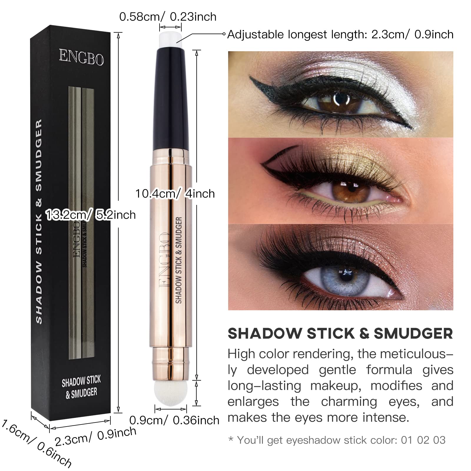Lokfar 3 Pcs Eye-Shadow Stick Makeup Cosmetics Eye Brightener Stick, Waterproof Rotatable Cream Eye Shadow Pencil Crayon, Glitte