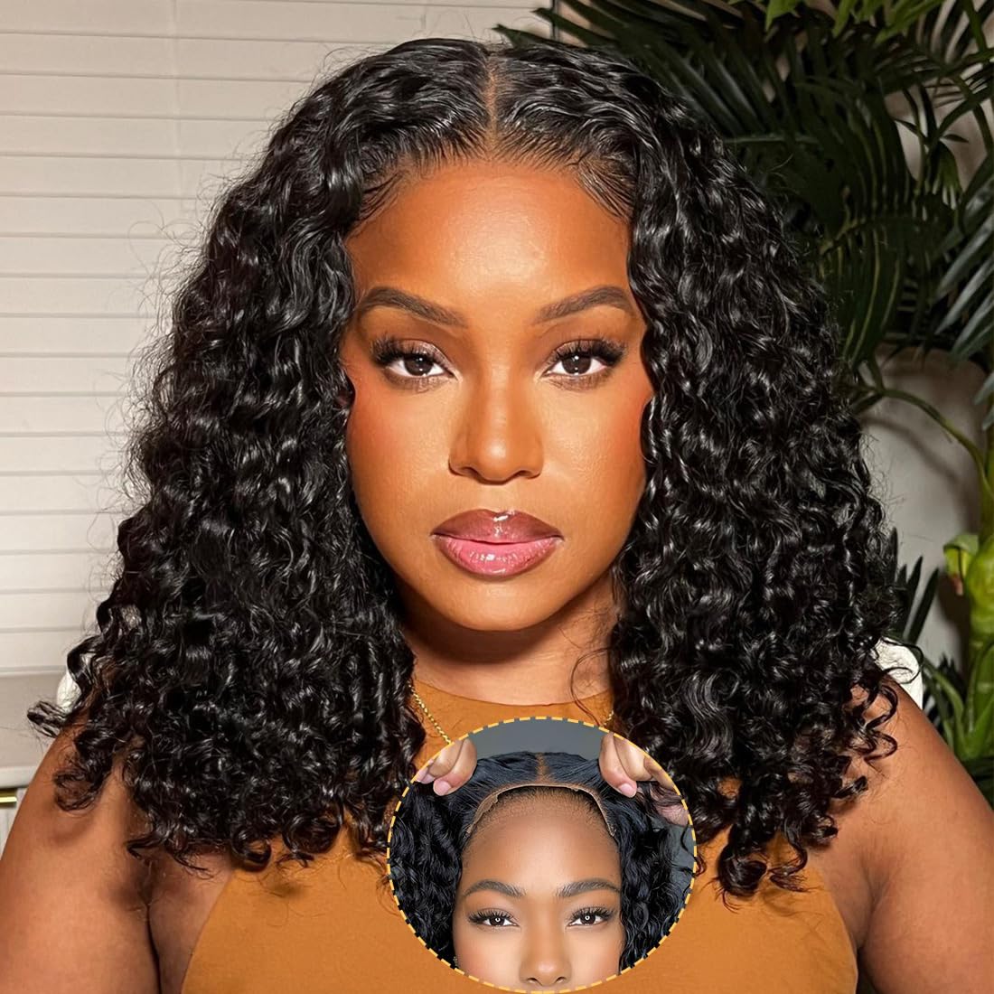 Domiso Glueless Wear and Go Bob Wigs for Women Human Hair Deep Wave Bob Wig Lace Front Wigs Human Hair Glueless Ready to Wear Wi