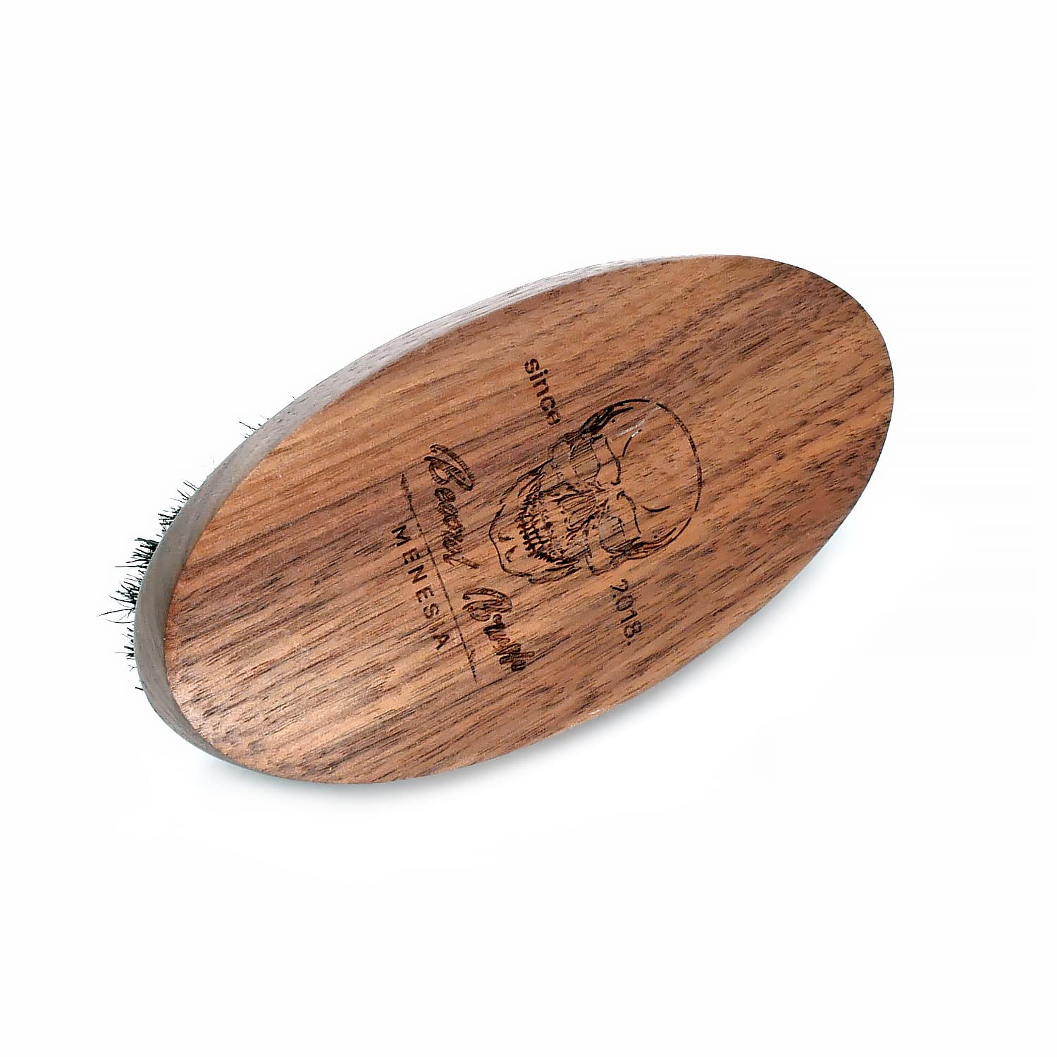 Menesia Black Walnut Wood Boar Bristle Hair Beard Brush for Men, Pocket Travel Men 's Wooden Small Soft Beard Brush (Black Walnu