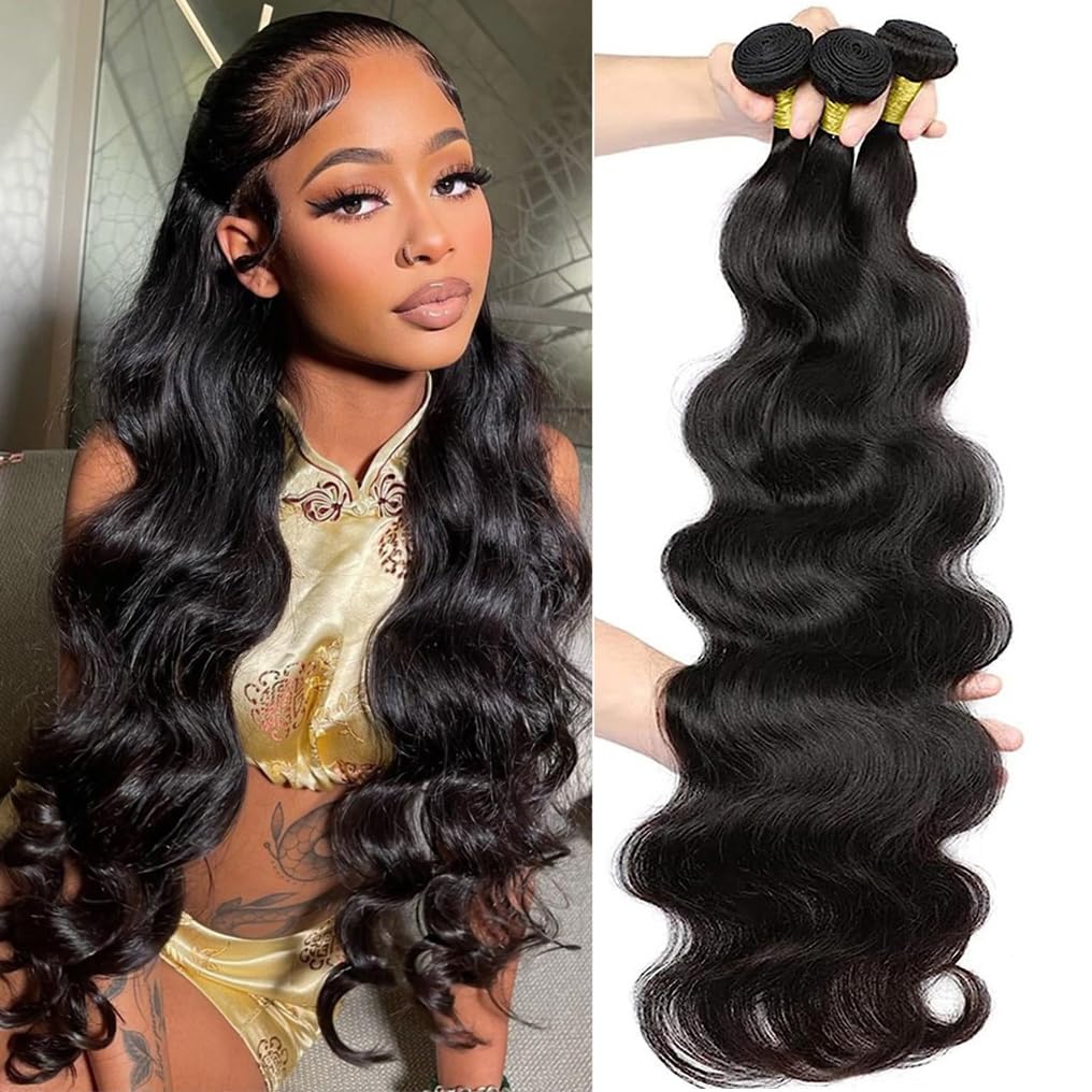 Body Wave Bundles Human Hair 100% Unprocessed Brazilian Virgin Human Hair Body Wave Bundles for Women 10A Ocean Wave 3 Bundles 1