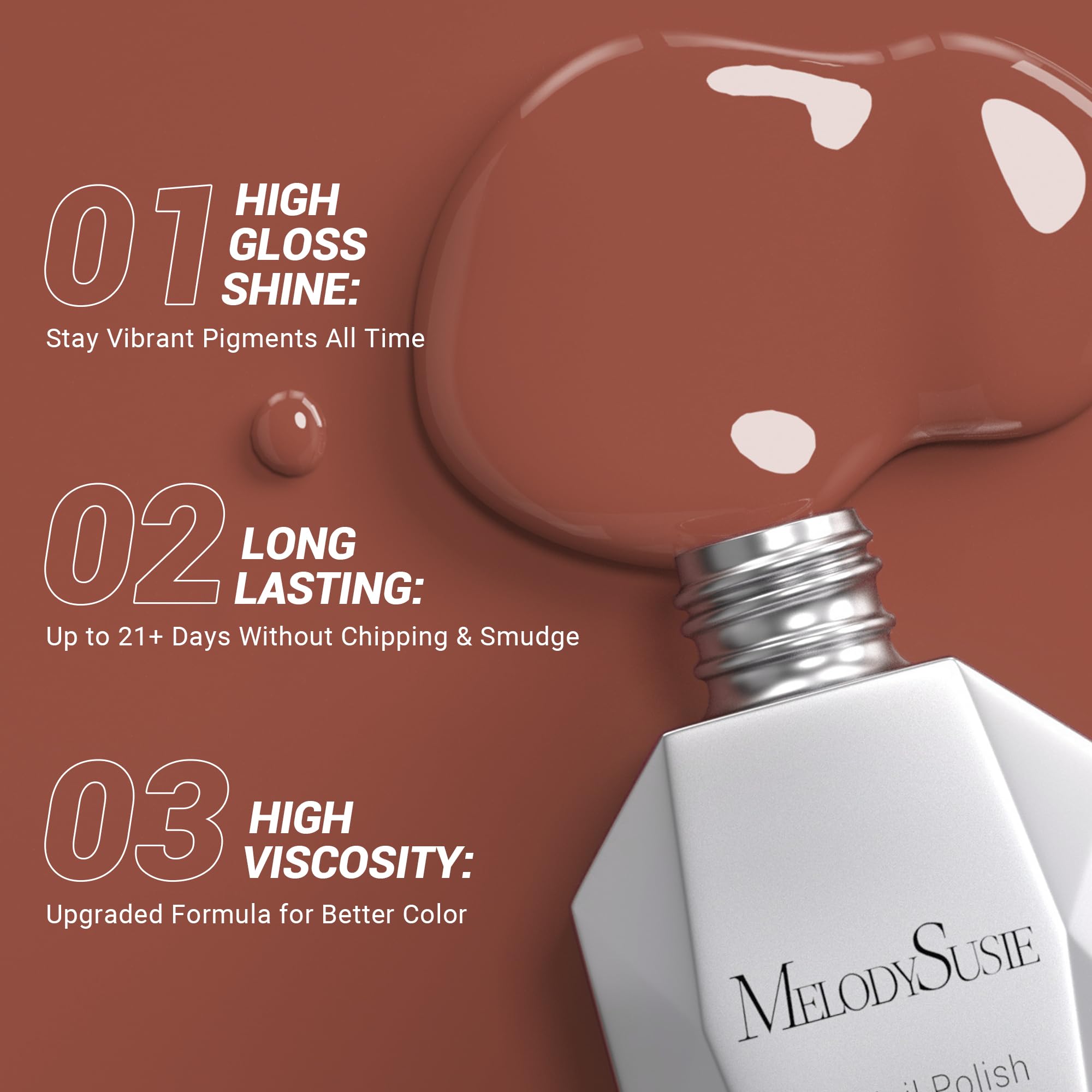Melodysusie Thick Brown Gel Nail Polish,0.5Fl Oz Red Brown Nails Soak Off Uv Led Light Brown Gel Polish Christmas Gift For Women