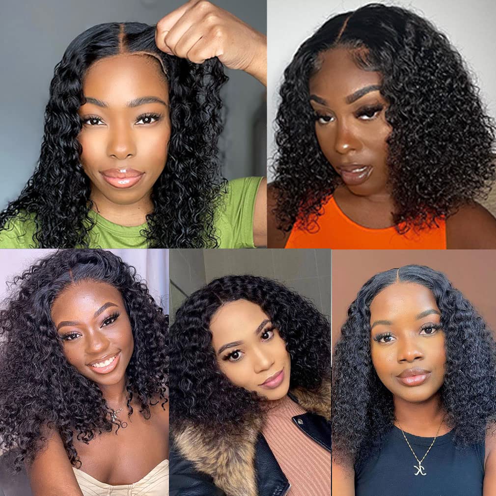 Domiso Wear And Go Glueless Wigs Deep Wave Bob Human Hair Lace Wigs Pre Cut No Glue For Black Women Pre Plucked Hairline 12 Inch