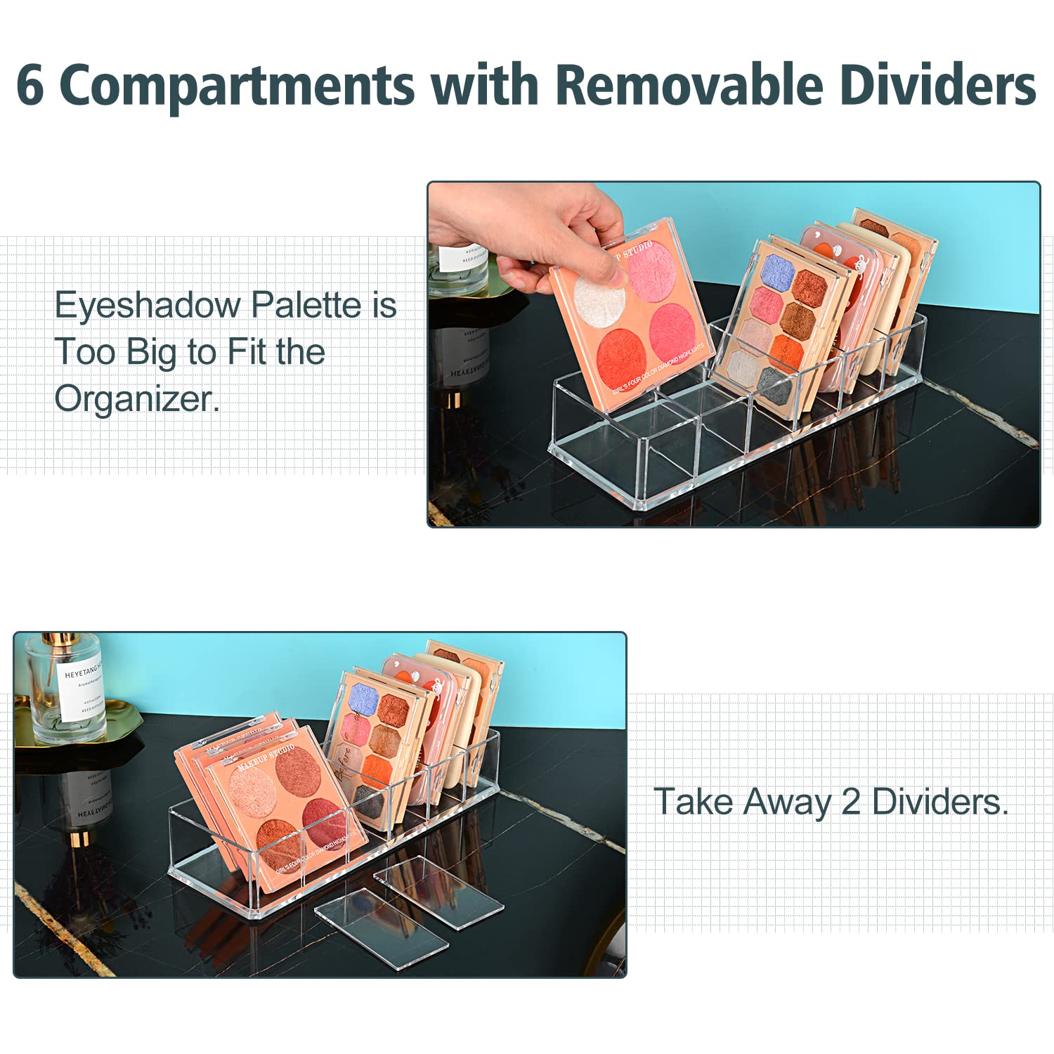 Jesslab 6 Cube Sections Drawer Organizer, Acrylic Stackable Drawer Organizer, Makeup Organizer For Vanity, Countertop, Bathroom,