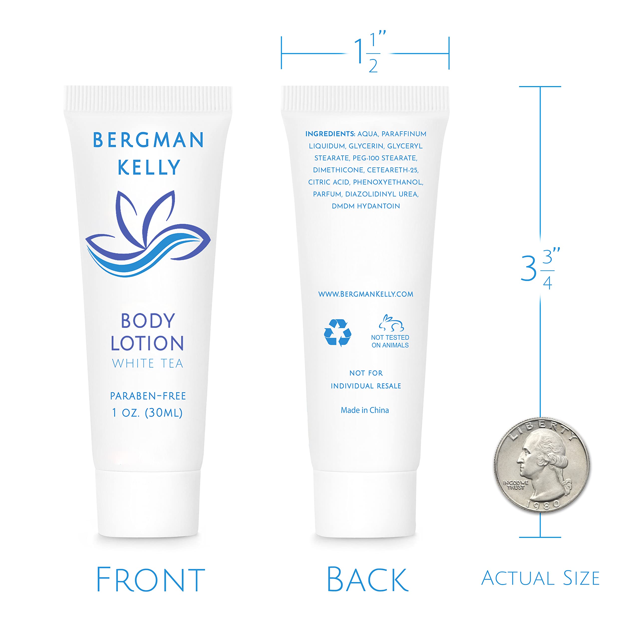 Bergman Kelly Round Soap Bars, 2In1 Shampoo & Conditioner, And Travel Size Lotion 3-Piece Set (White Tea, 1 Oz Ea, 75 Pc), Revit