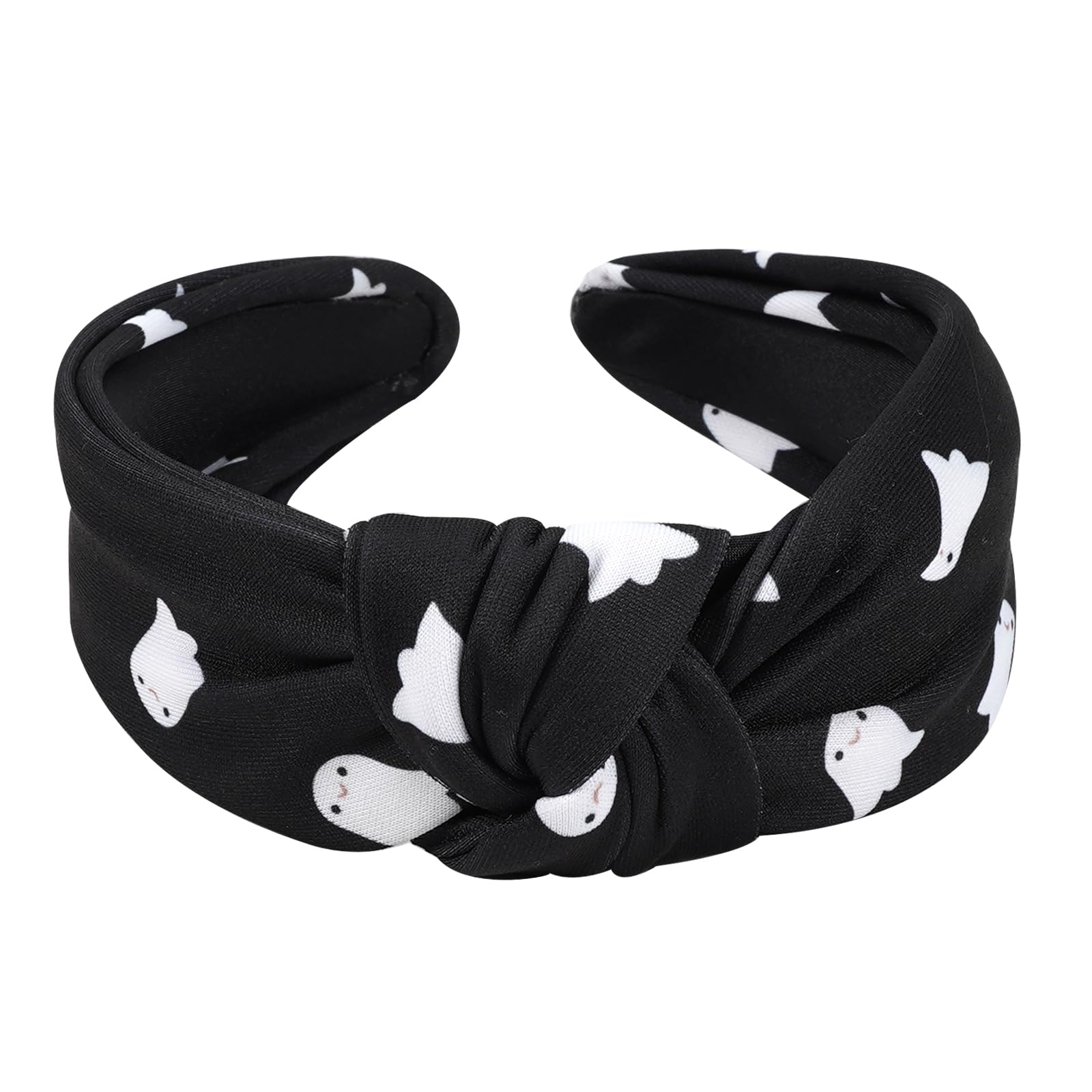 Budsmile Halloween Headbands for Women Girls Gifts Spooky Ghost Knotted Wide Headband Embellished Costume Party Outfits Hair Acc