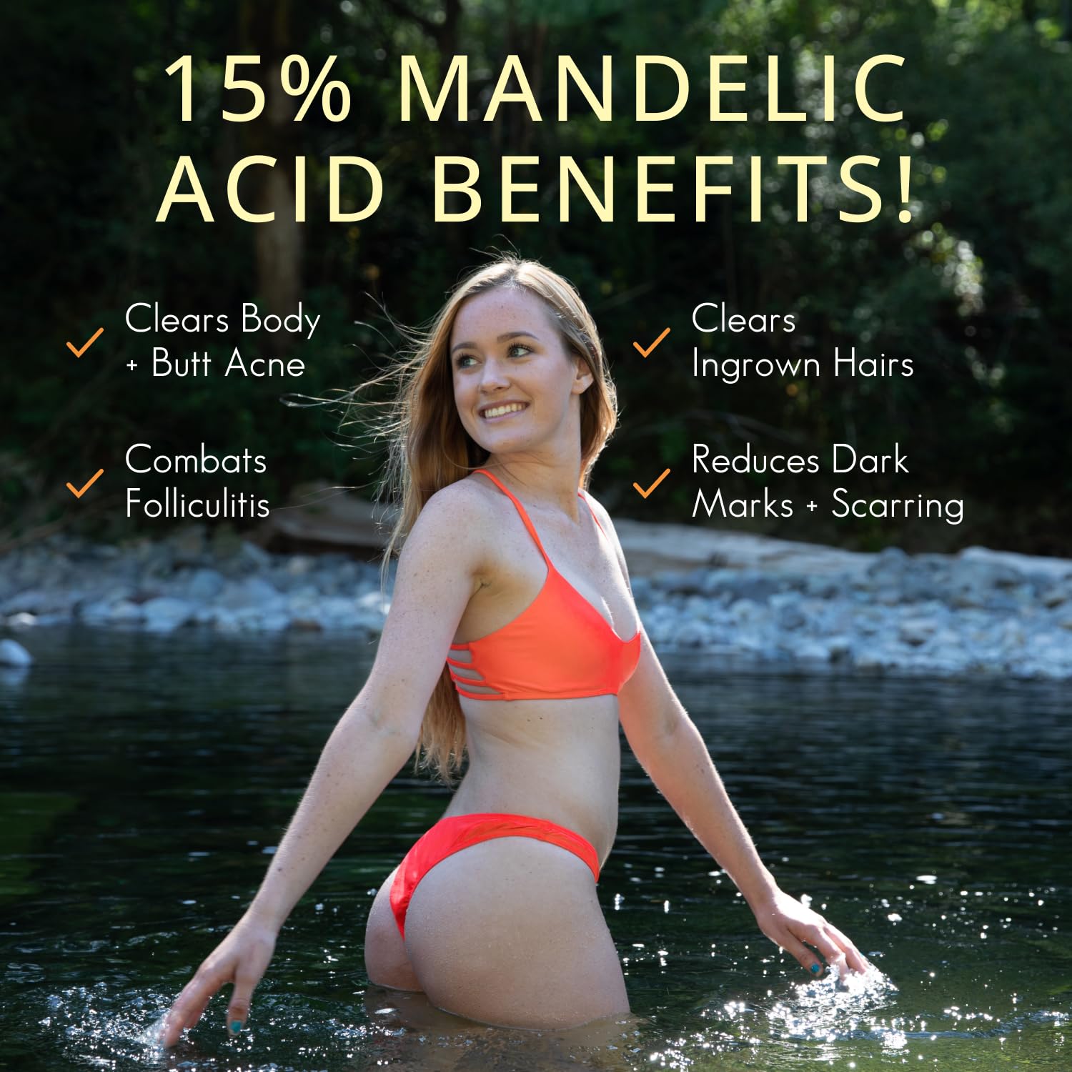 Almond Clear Level 2 Serum | Mandelic Acid Body Serum for Acne, Folliculitis, Aging Skin, Ingrown Hairs, Dark Spots on Face, Che
