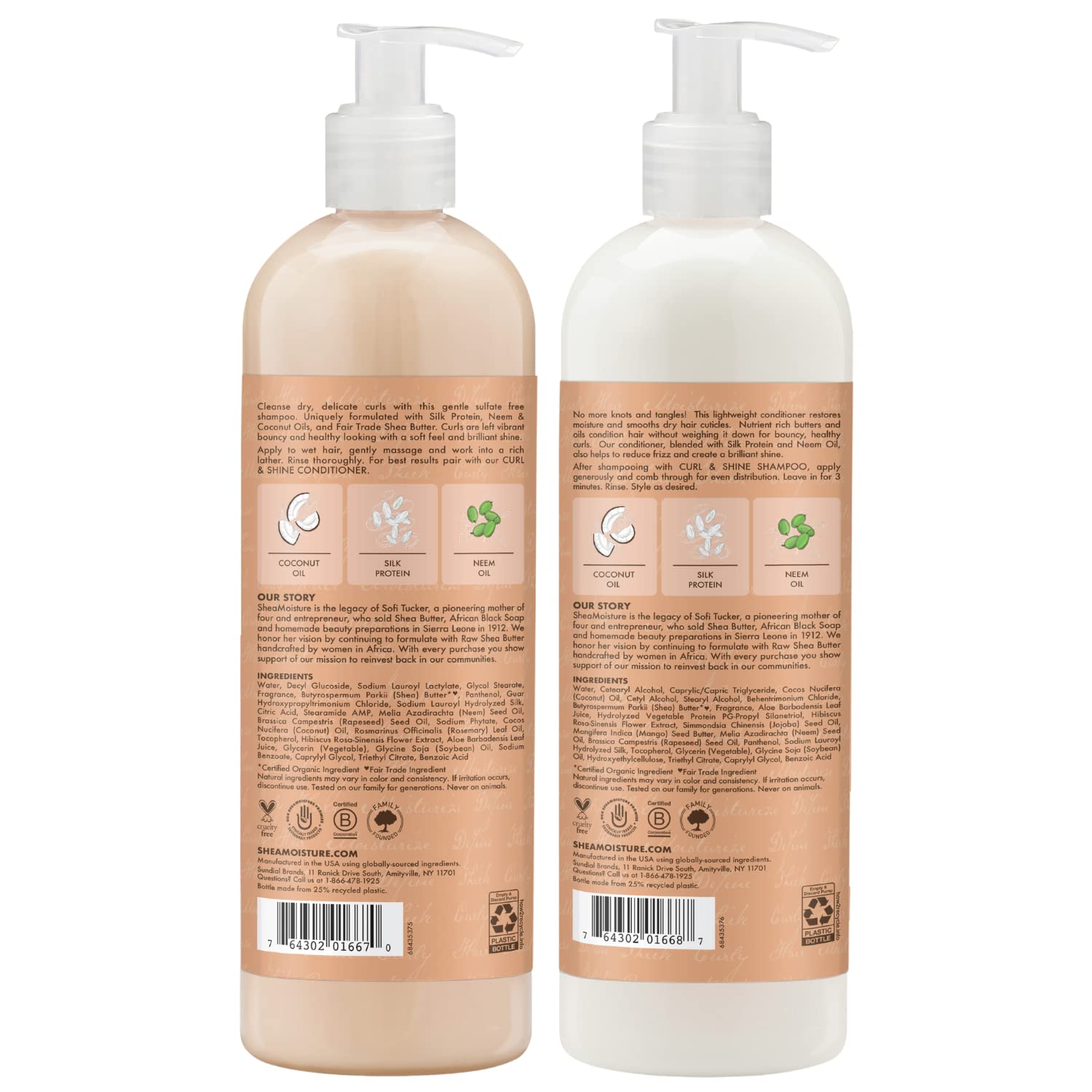 SheaMoisture Plus Size Shampoo and Conditioner Set, Coconut & Hibiscus Curl & Shine Hair Care, Frizz Control for Curly Hair with