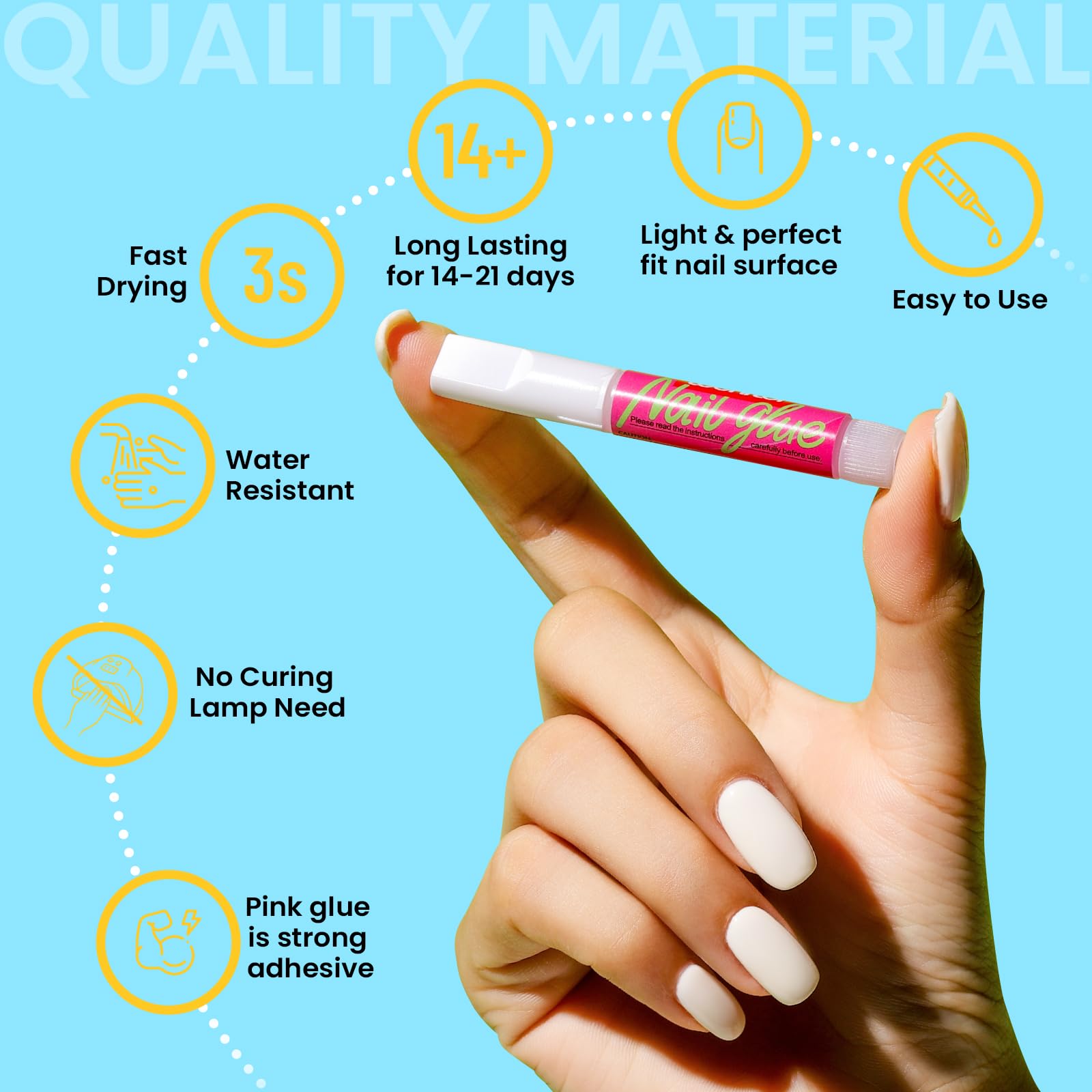 Teenitor Nail Glue For Acrylic Nails, 15Pcs Press On Nail Glue Strong, Best Nail Glue For Press On Nails Long Lasting Nail Glue