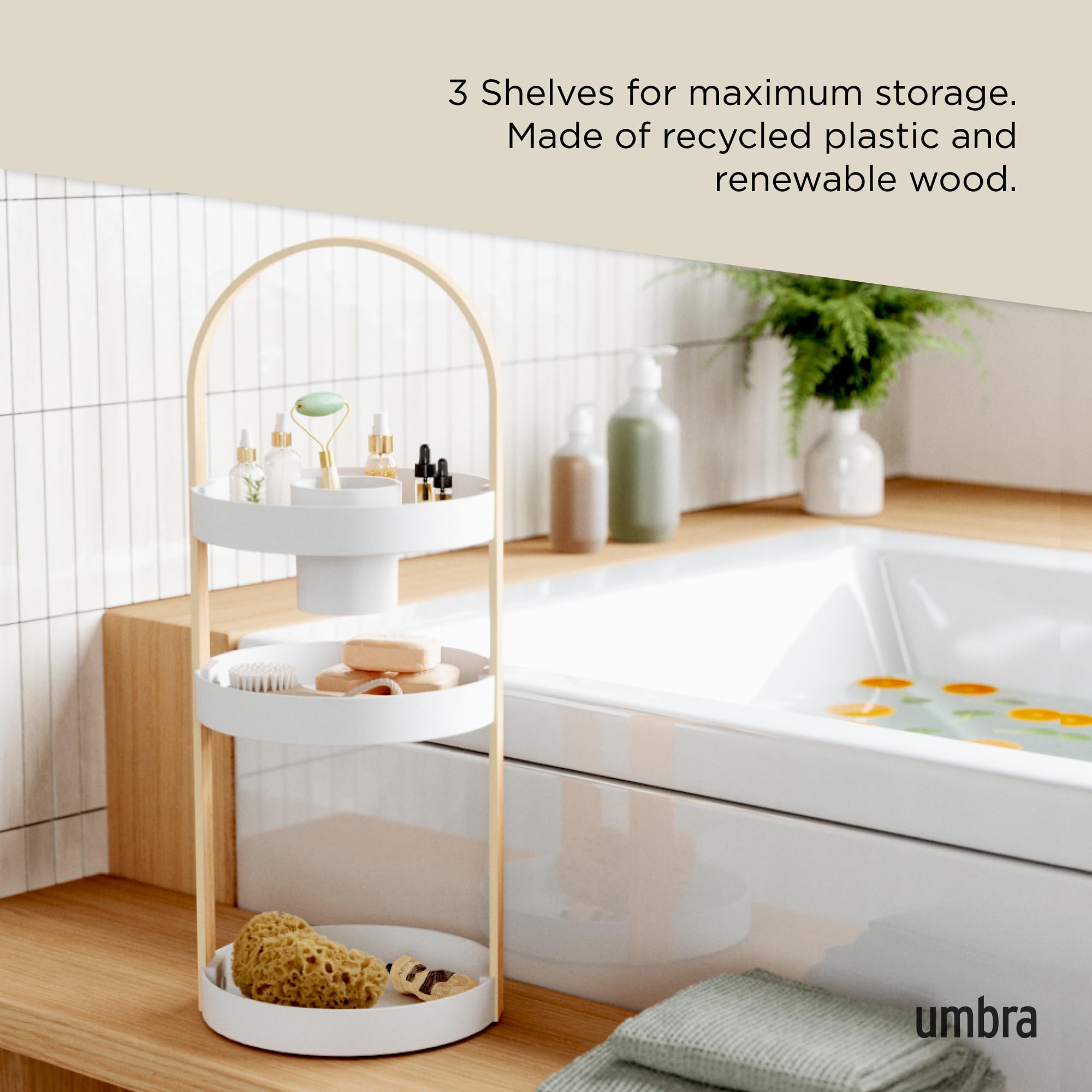 Umbra Bellwood Cosmetic Organizer, (50.2x19.5x19.3cm), White/Natural