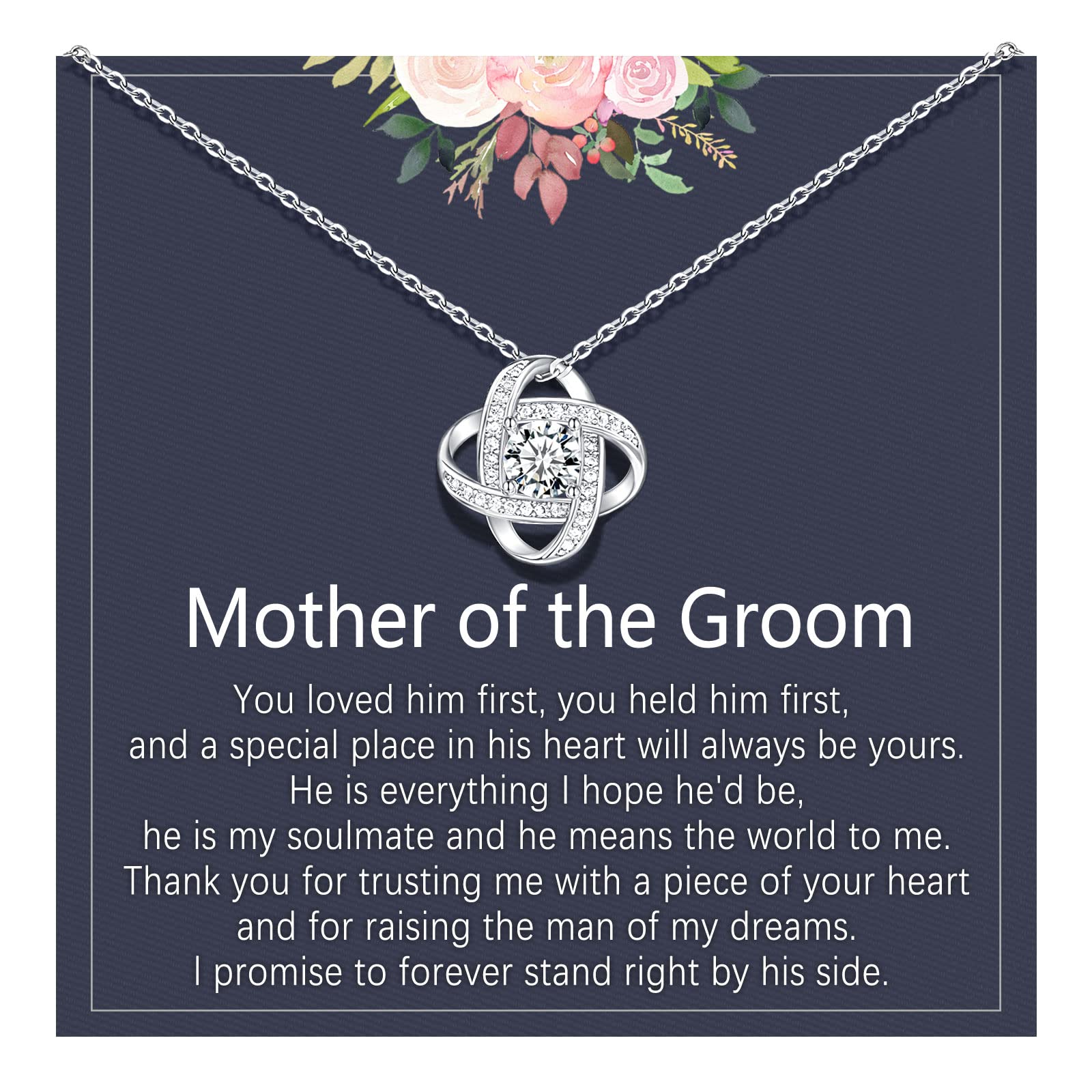 UNGENT THEM Mother of the Groom Gifts from Bride, Love Knot Necklace Wedding for Future Mother in Law Birthday Birthday