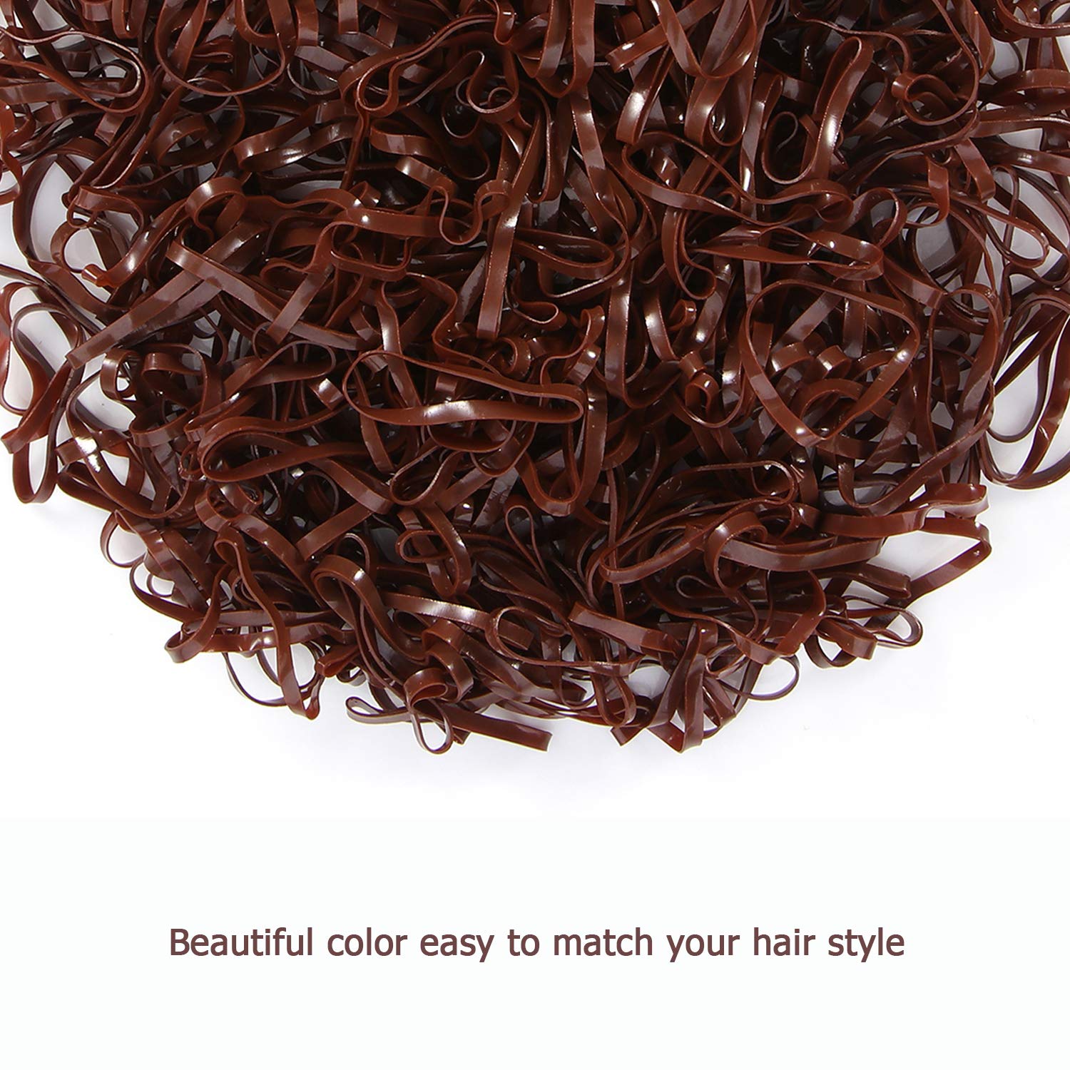 Hoyols Strong Hair Elastic Rubber Bands Ponytail Polyband No Damage Ties for Hair Women Girl Reusable 1000 Piece Pack (Brown) TP