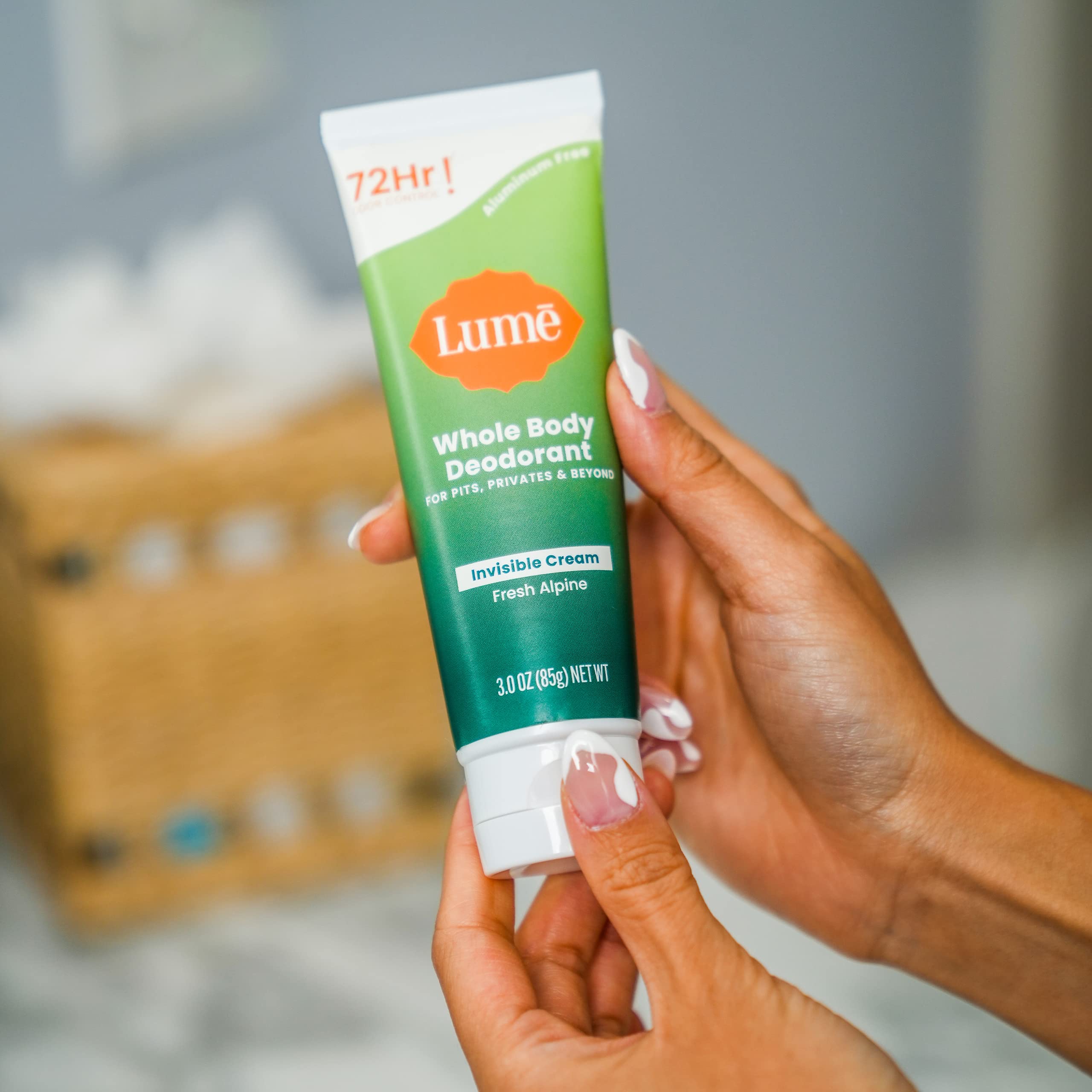 Lume Whole Body Deodorant - Invisible Cream Tube - 72 Hour Odor Control - Aluminum Free, Baking Soda Free, Skin Safe - 3.0 Ounce