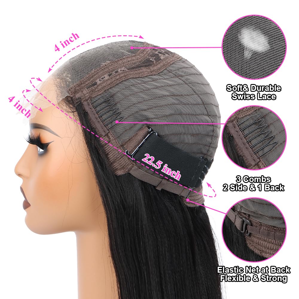 4X4 Lace Front Wigs Human Hair Pre Plucked With Baby Hair 150% Density 32 Inch Body Wave Brazilian Virgin Frontal Human Hair Wig
