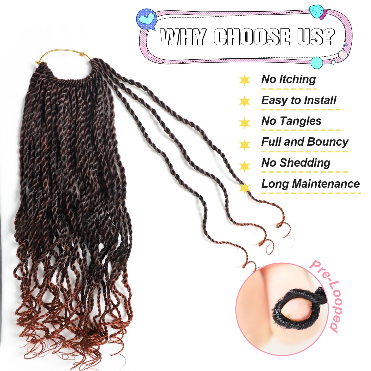 Wavy Senegalese Twist Crochet Hair Ginger 12 Inch Pre Looped Short Crochet Hair With Curly Ends 8 Packs Curly Crochet Hair For B