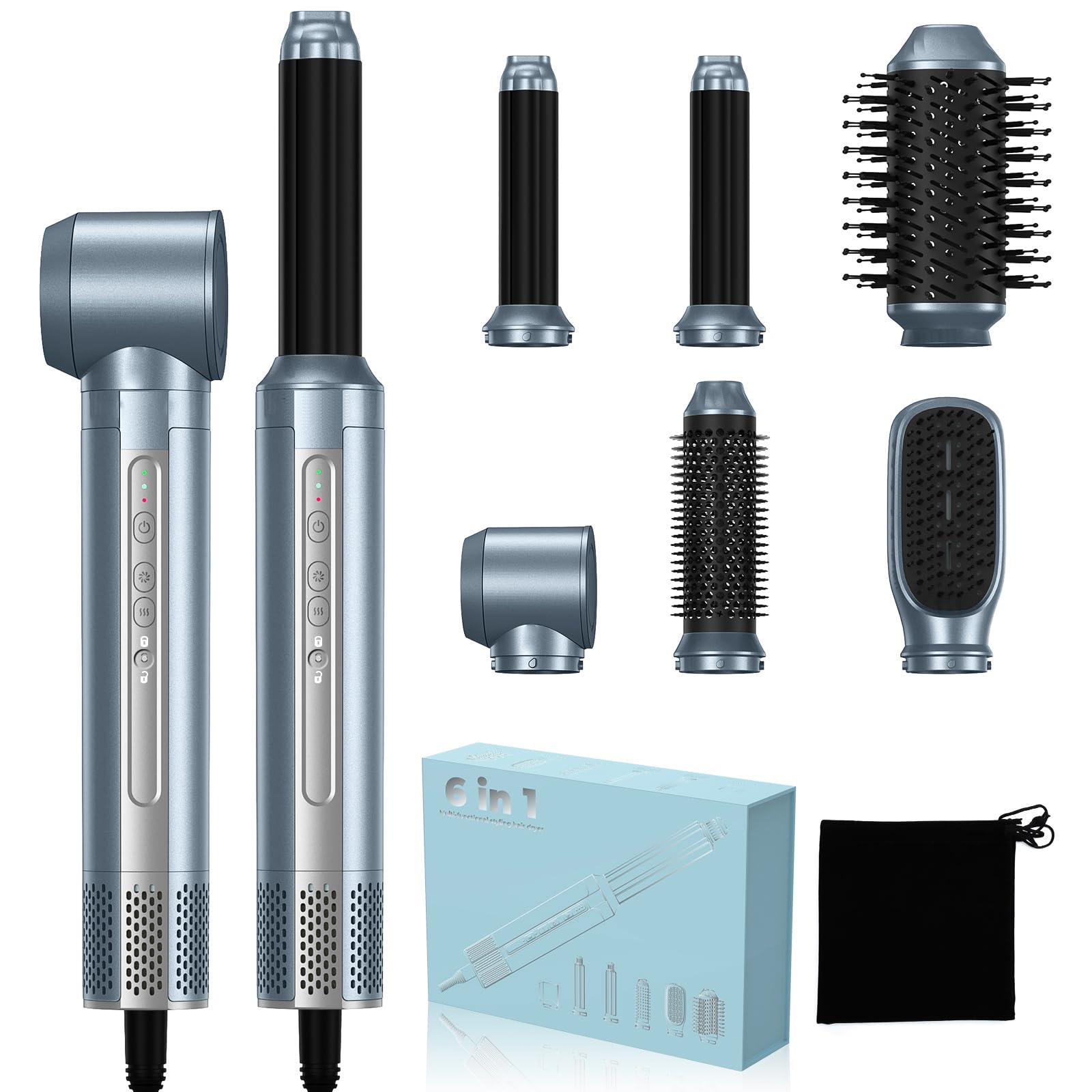 Hair Dryer Brush,Blow Dryer Brush with Attachments,110000 RPM Curly Twist 6 in 1 Air Style, Professional Ionic Hair Styling Tool