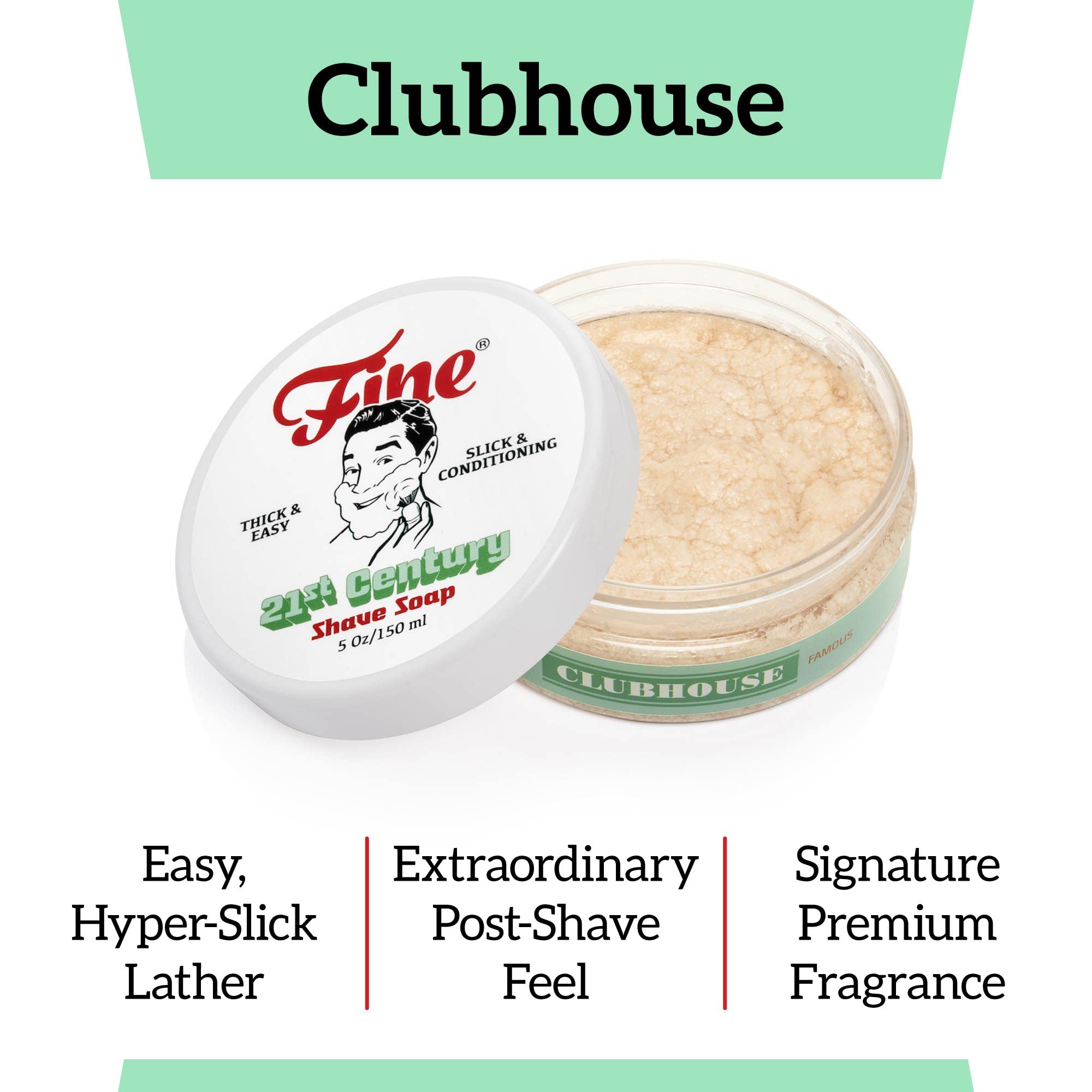 Mr. Fine 21C Mens Shaving Soap, Builds Thick & Easy Lather, Protects From Razor Burn & Irritation, No Artificial Colors, Made In