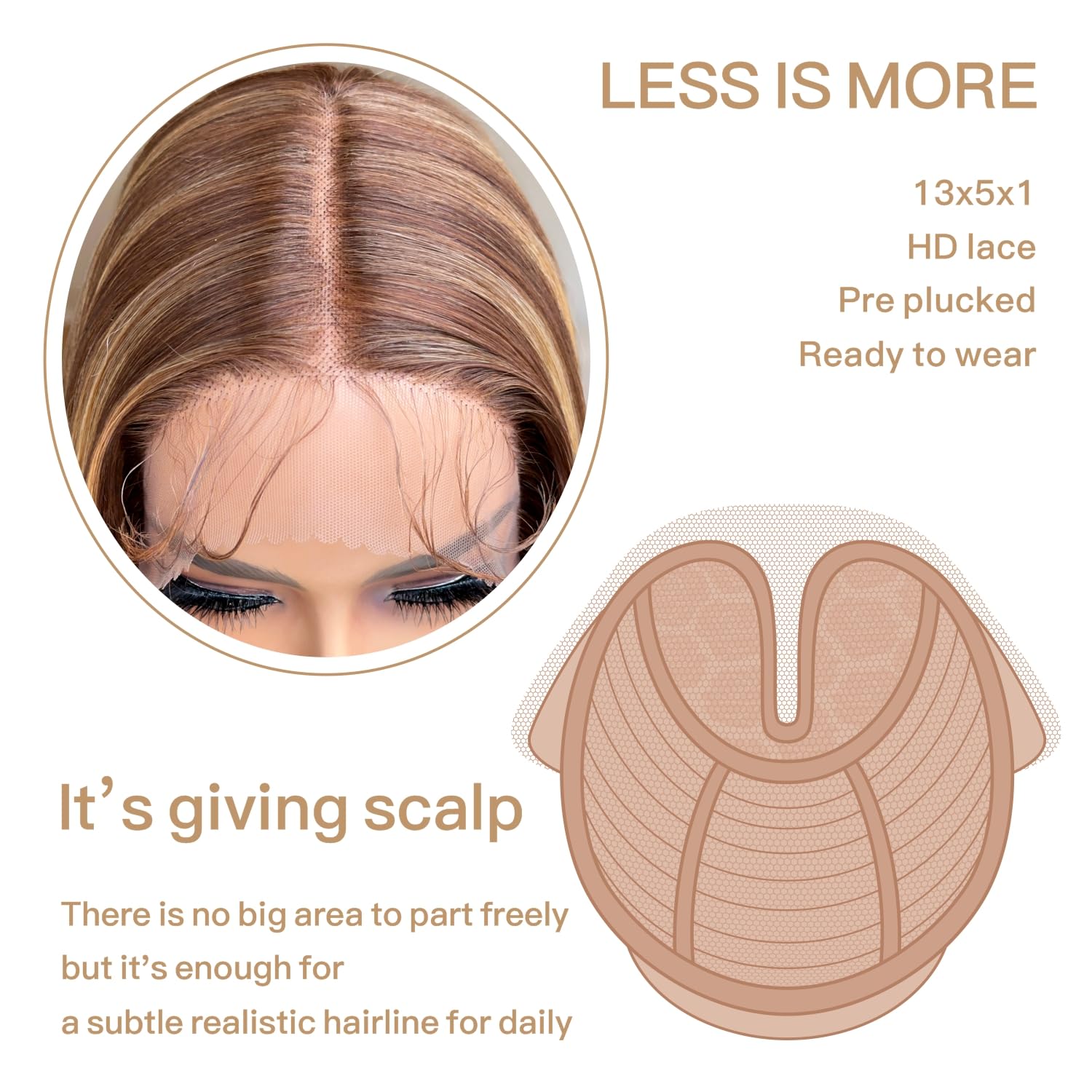 Brownbomb Balayage Honey Blonde Lace Front Wig Pre Plucked, Synthetic Lace Front Wig, Hd Glueless 13X5X1 Highlight Lace Front Wi
