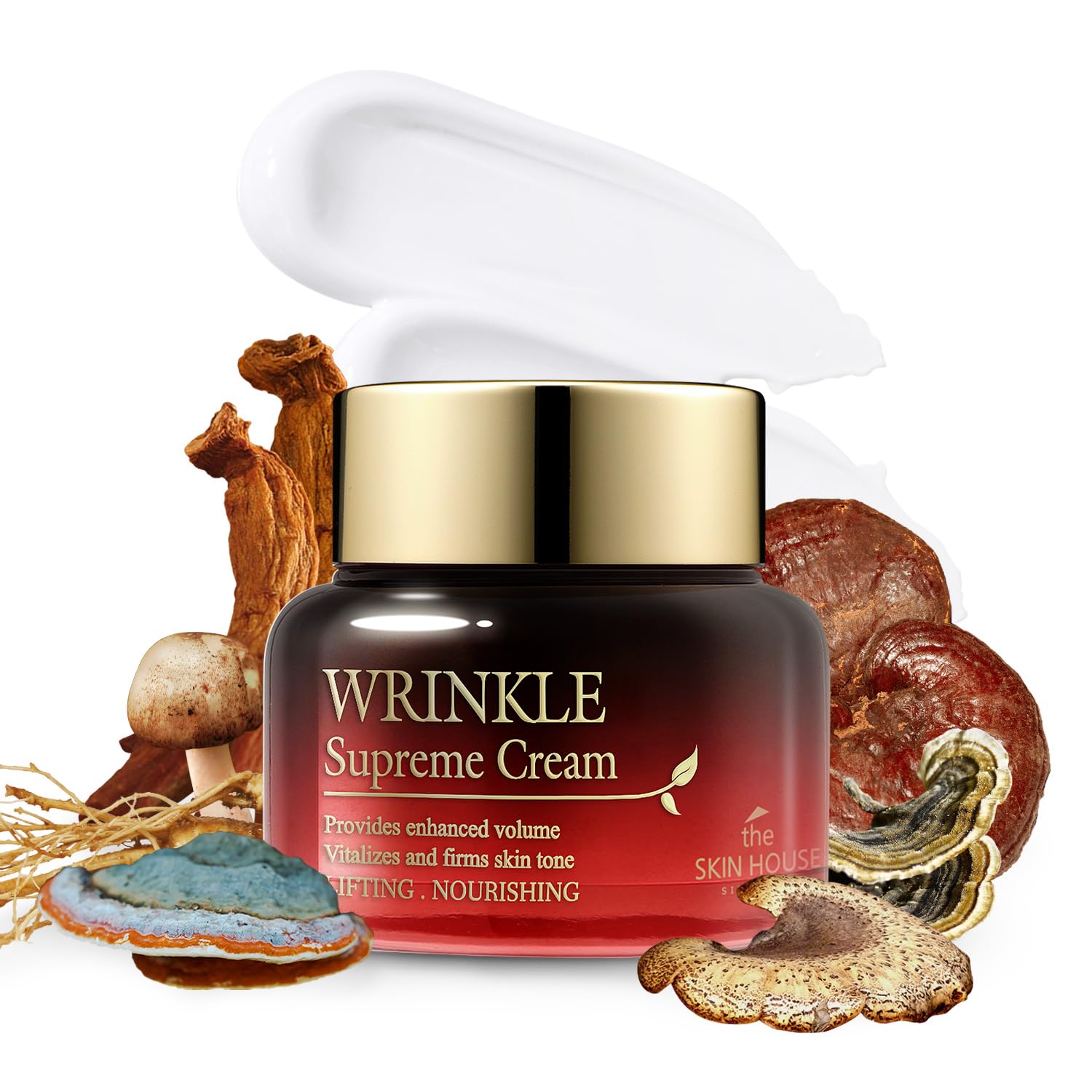 THE SKIN HOUSE Wrinkle Supreme Cream 1.69 fl.oz Korean Fermented Red Ginseng, Adenosine, Mushrooms l Wrinkles, Fine Lines l Kore