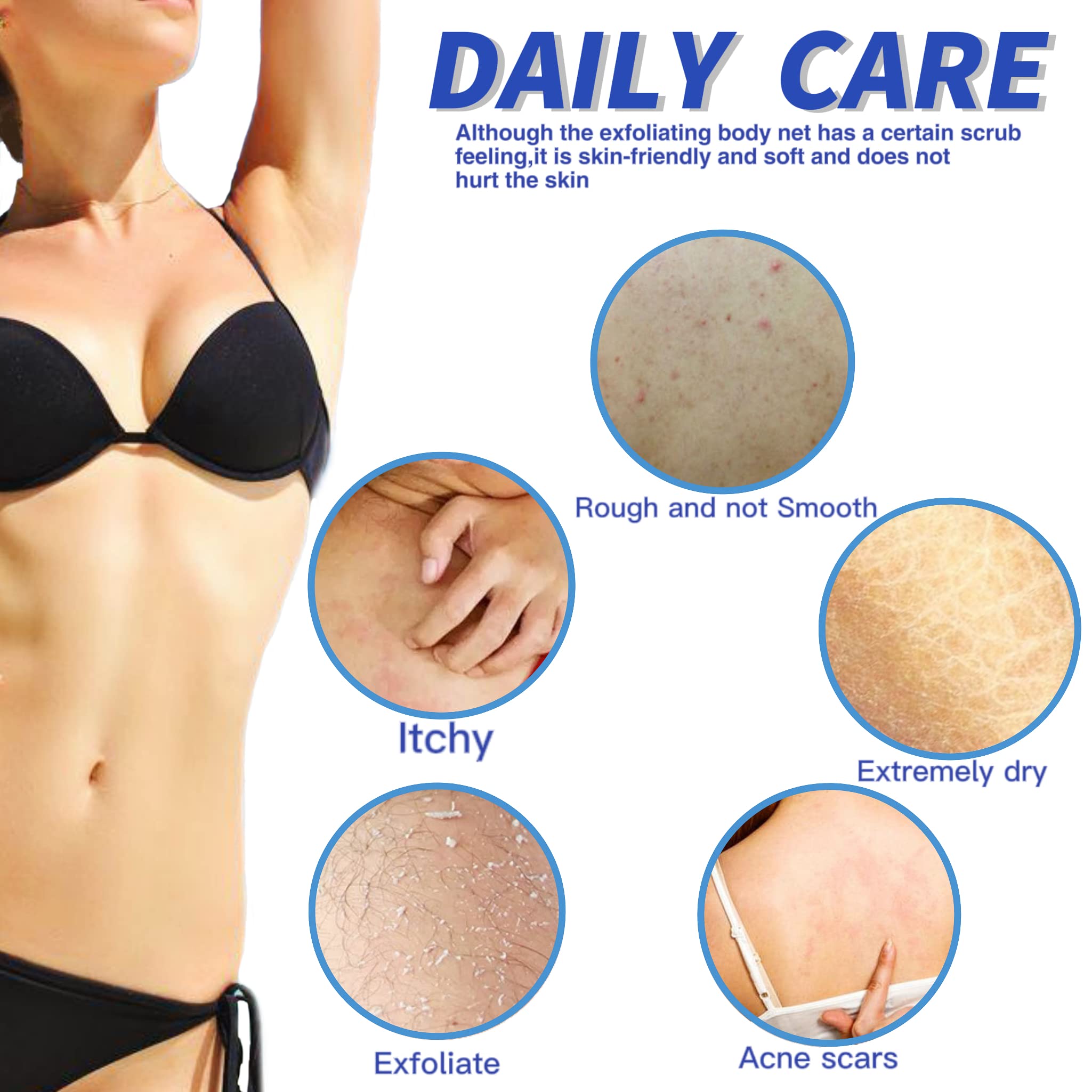 African Exfoliating Net, 4 Pieces African Net Sponge, Nylon African Bath Sponge Net, African Net Long Net Bath Sponge Shower Bod