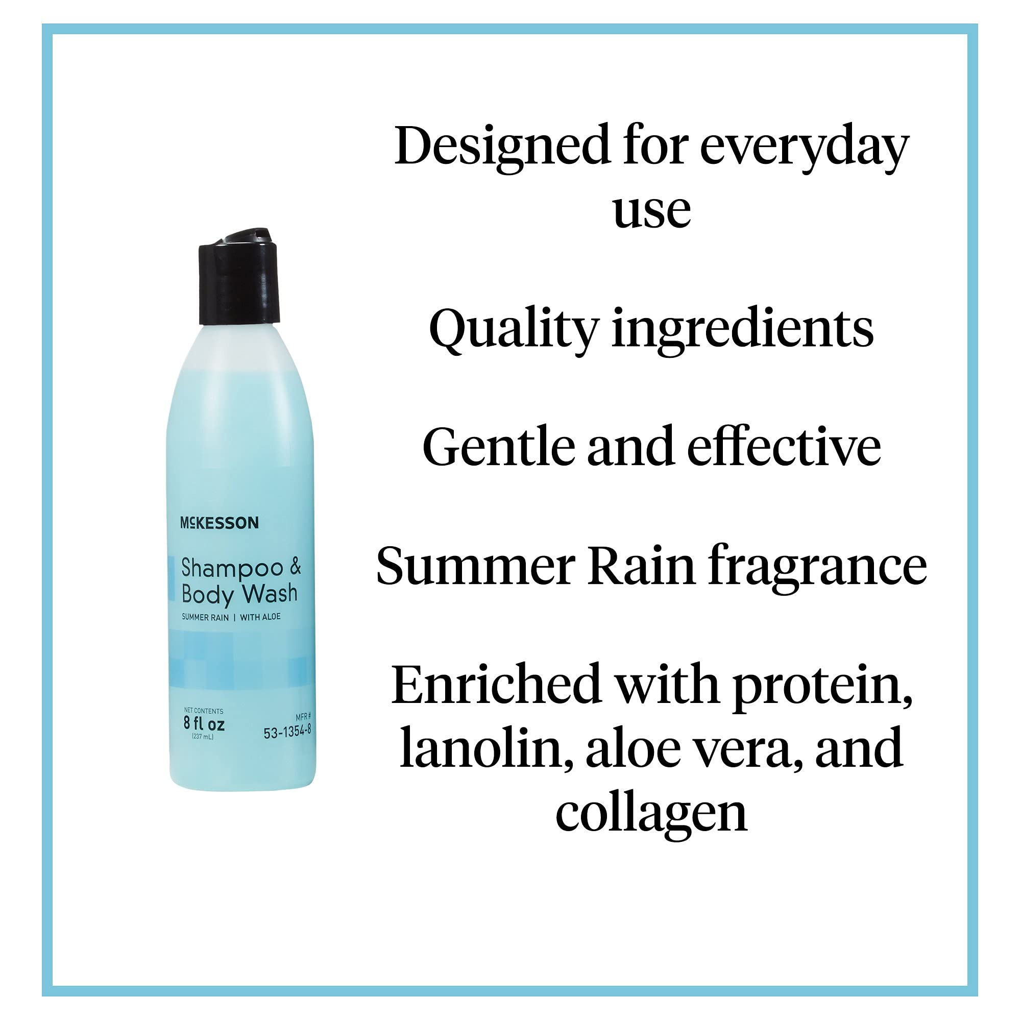 McKesson Body Wash and Shampoo with Aloe, Summer Rain Scent, 8 oz, 1 Count