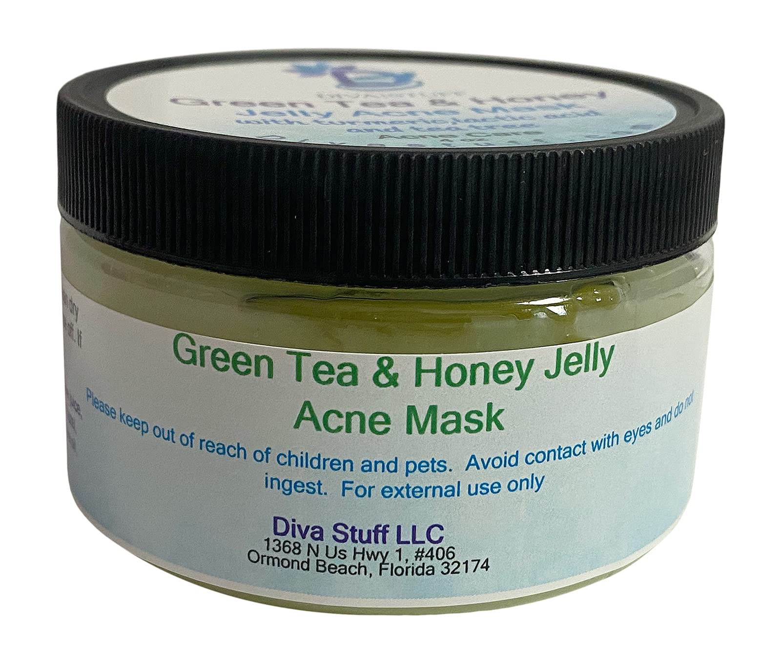 Diva Stuff Green Tea and Honey Jelly Acne Mask, With Turmeric, Lactic Acid and Tea Tree, 4 oz