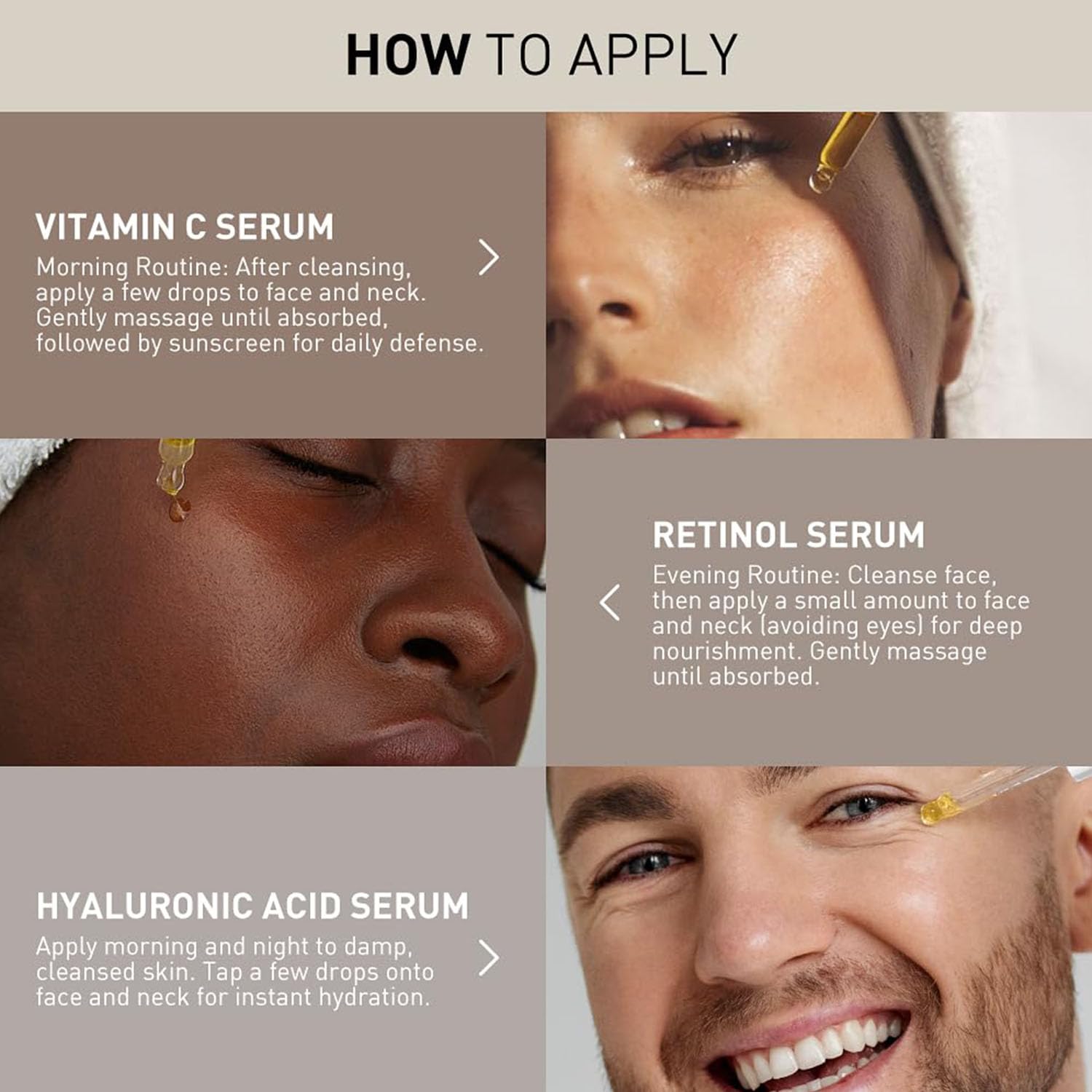Wumal 3 Pack Face Serum Set - Includes Vitamin C, Retinol & Hyaluronic Acid - Firming, Brightening & Hydrating - Reset Your Skin