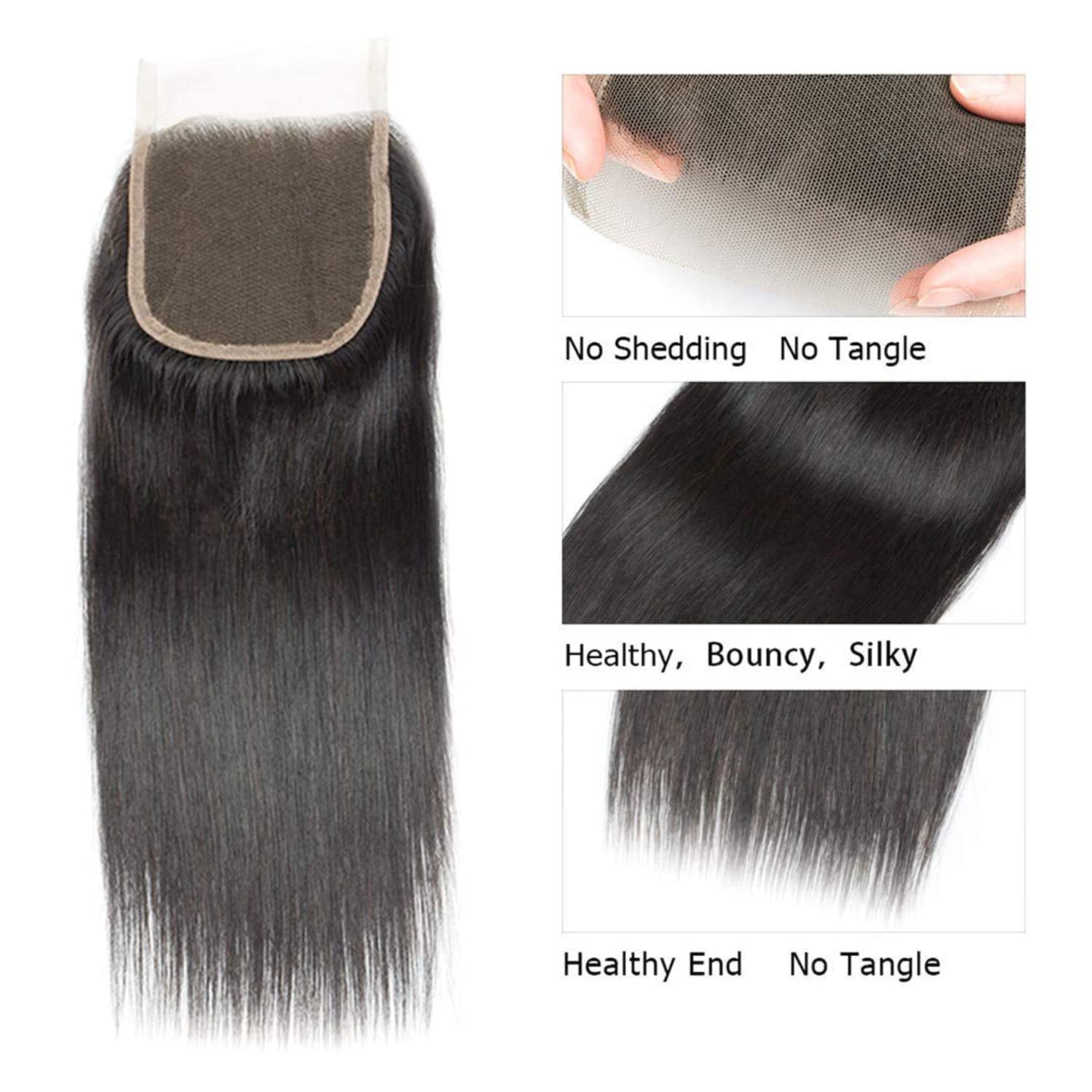 Selina Straight Bundles With Closure,3 Bundles And Closure Human Hair Straight,Free Part Closure,Unprocessed Human Hair Bundles