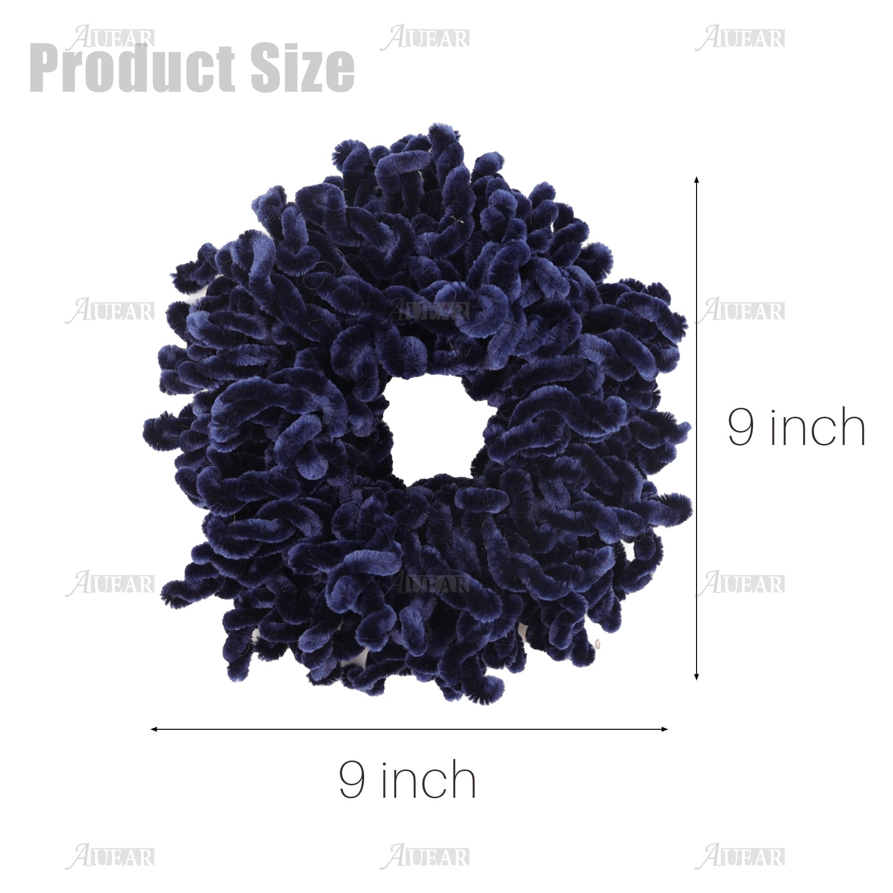 AUEAR, 2 Pack Volumizing Hair Scrunchie Hijab Volumizer Headwear Hair Tie Ring Plain Big Hairbands for Women Girls (Coffee & Nav
