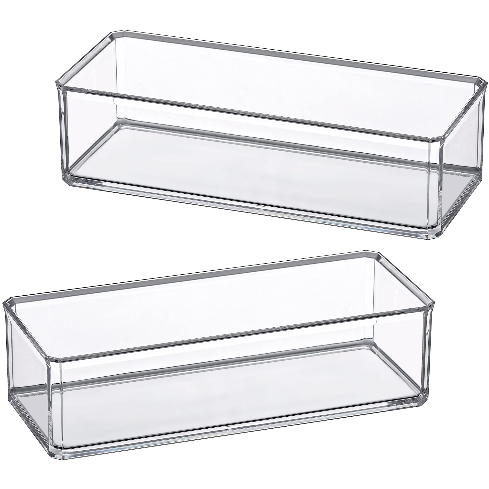 Amazing Abby - Glamour - 2-Pack Acrylic 1-Compartment Makeup Organizer, Transparent Plastic Lipstick Holder, Perfect Bathroom Va