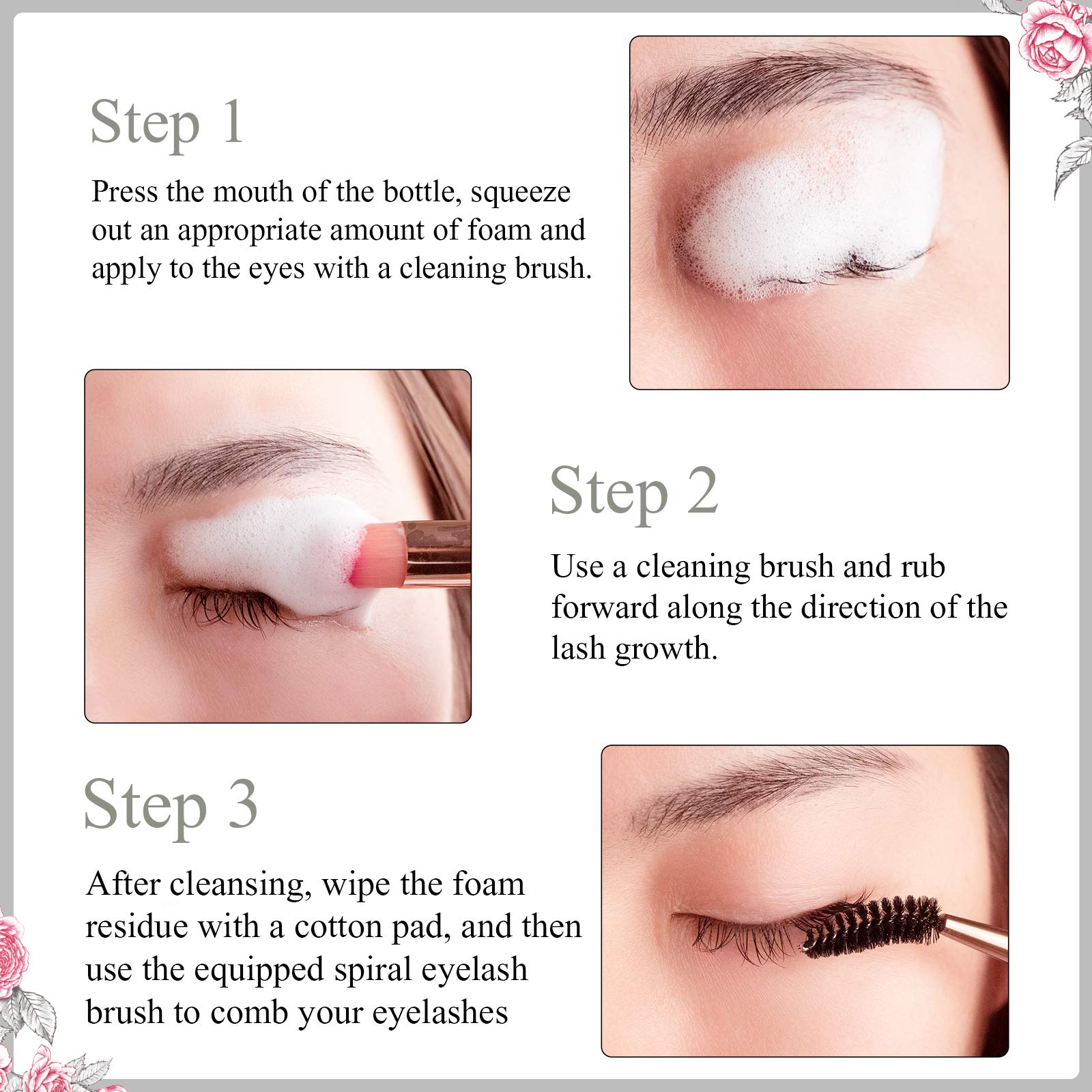 Breylee Shampoo For Lash Extensions, 60Ml+Rinse Bottle+Brushes, Eyelash Extension Cleanser, Lash Wash Bath, Lash Cleaner, Parabe