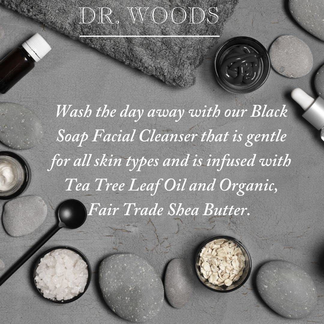 Dr. Woods Black Soap Liquid Facial Cleanser with Organic Shea Butter, 8 Ounce (Pack of 2)