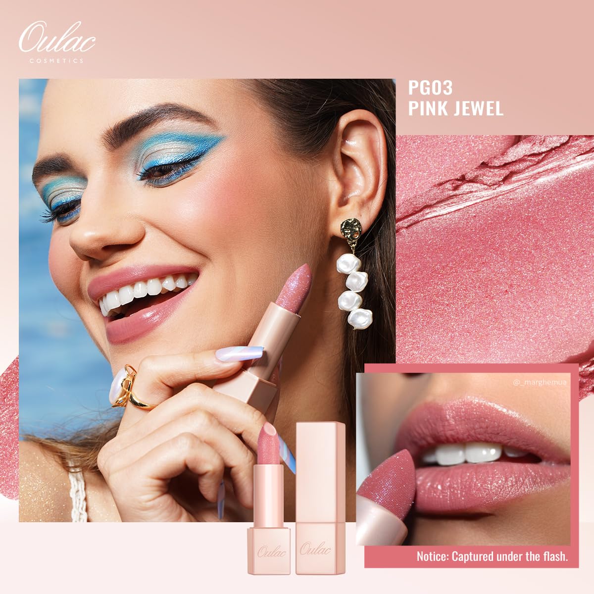 Oulac Moisturizing Pink Lipstick for Women - Tinted Lip Balm with Shimmmer, Lightweight Lip Makeup, Nourishing & Hydrating formu