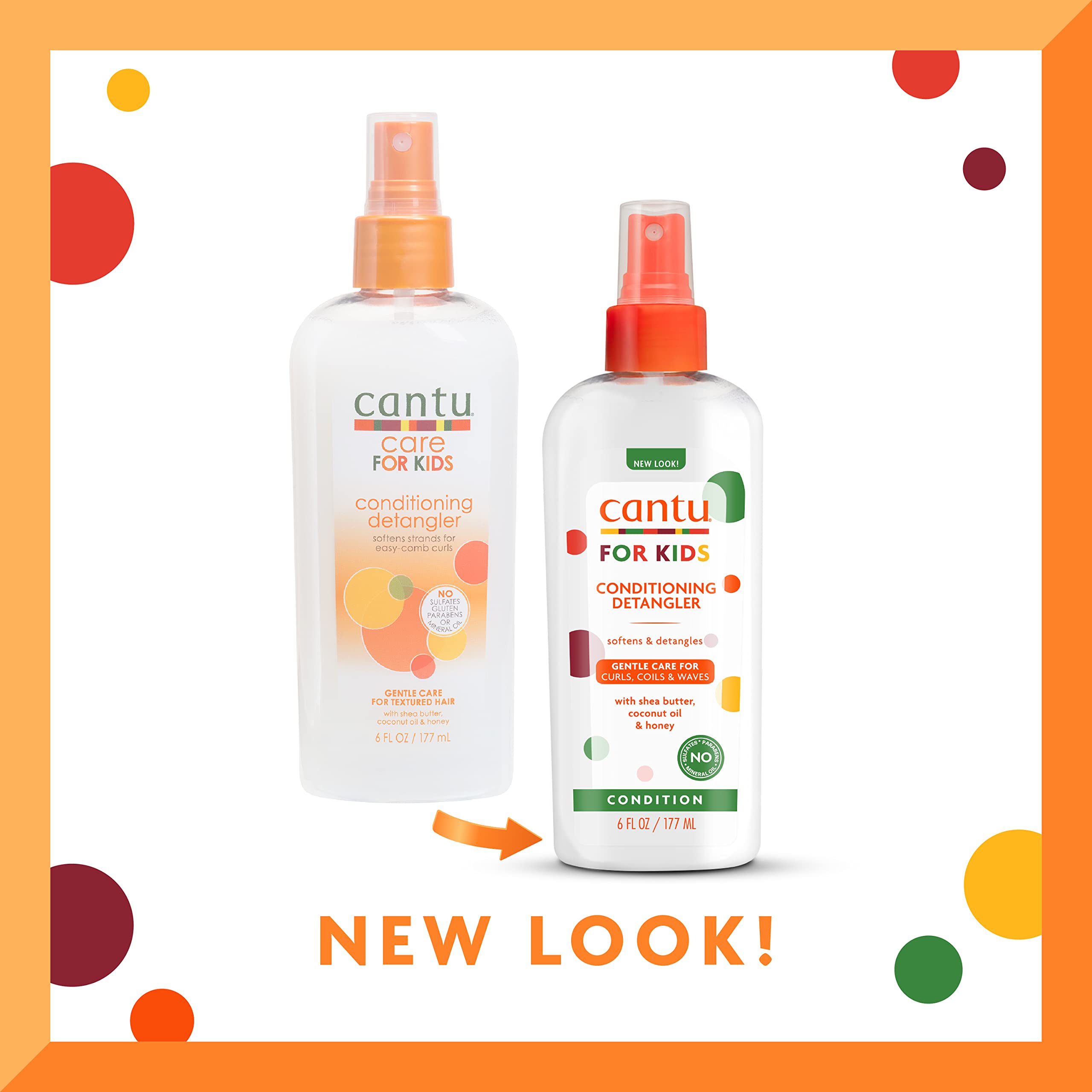 Cantu Care For Kids Paraben & Sulfate-Free Conditioning Detangler With Shea Butter, 6 Fl Oz (Pack Of 3)