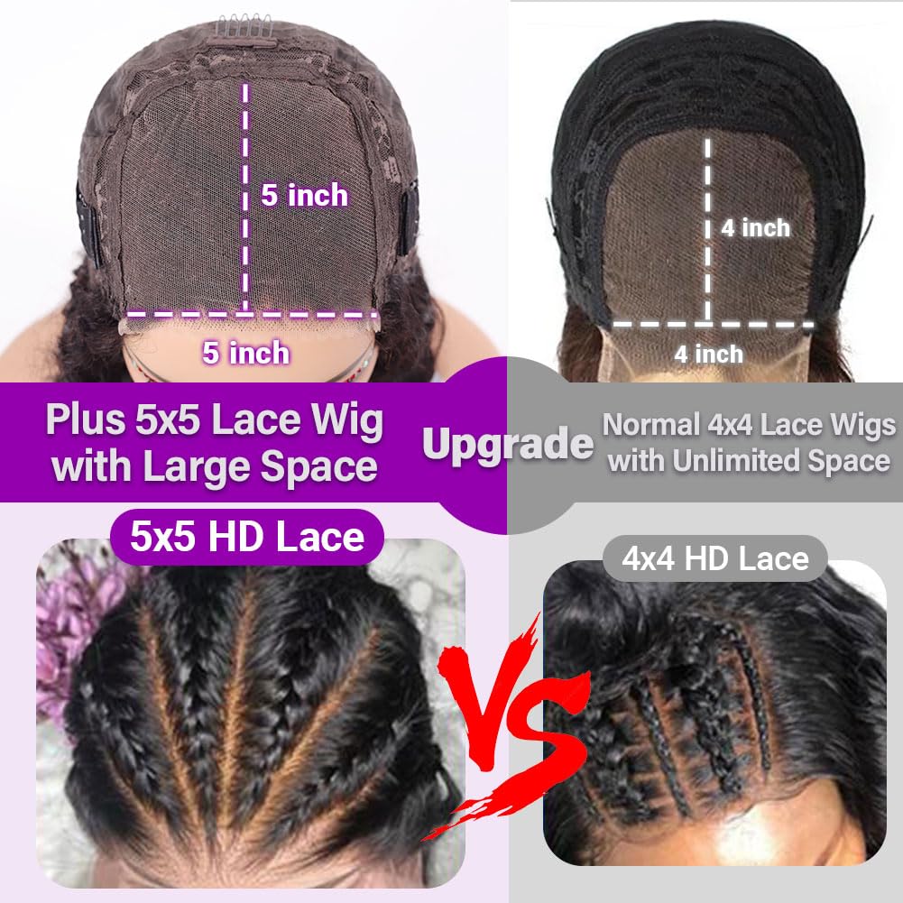 UCUVIC Curly Bob Wig Human Hair 5x5 Wear And Go Glueless Wigs Human Hair Pre Plucked Pre Cut Deep Wave Lace Front Closure Wigs F
