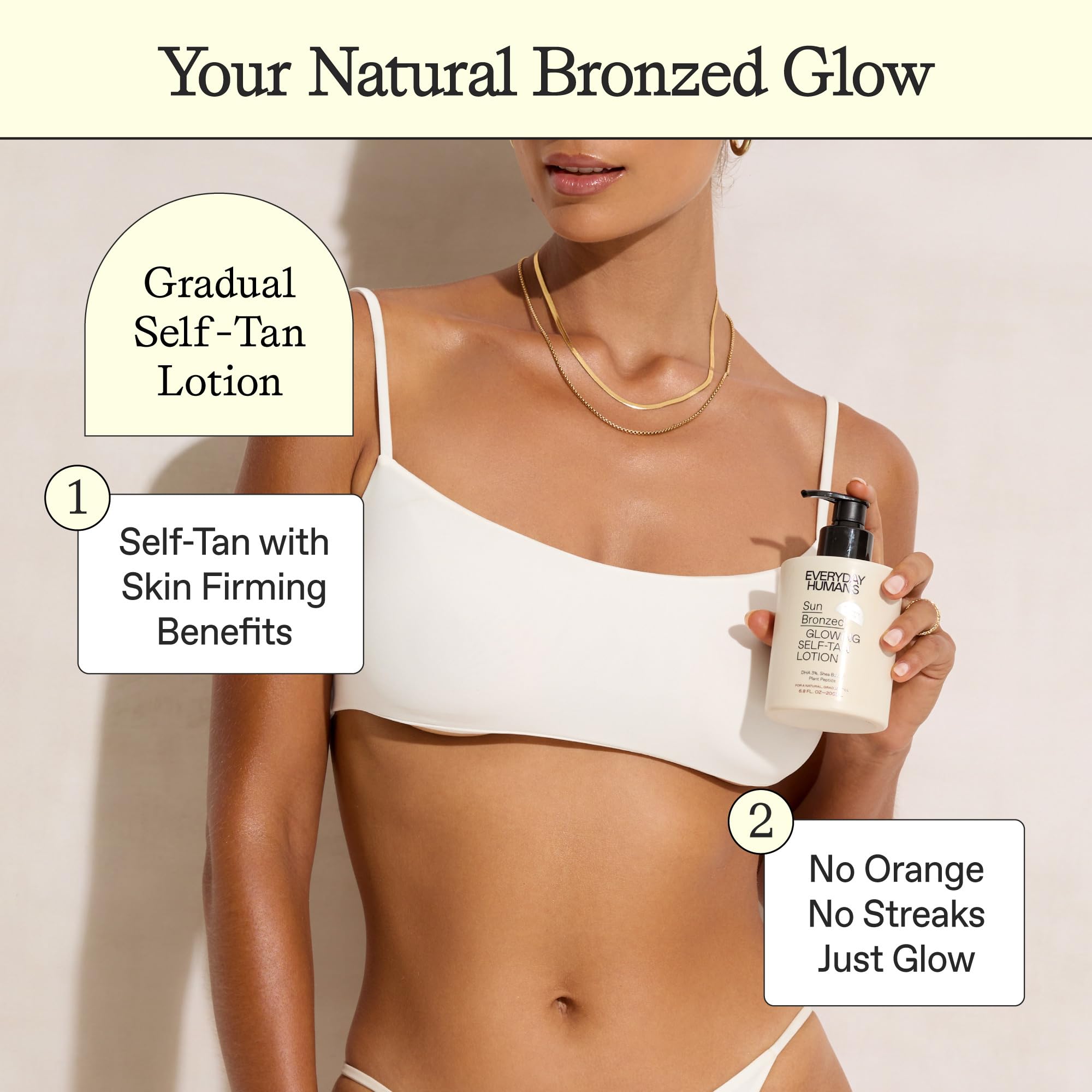 Sun Bronzed Gradual Self Tanning Lotion Australian Made 6.8 Fl.Oz | Moisturizing & Firming Self Tanner With Peptides | Streak-Fr