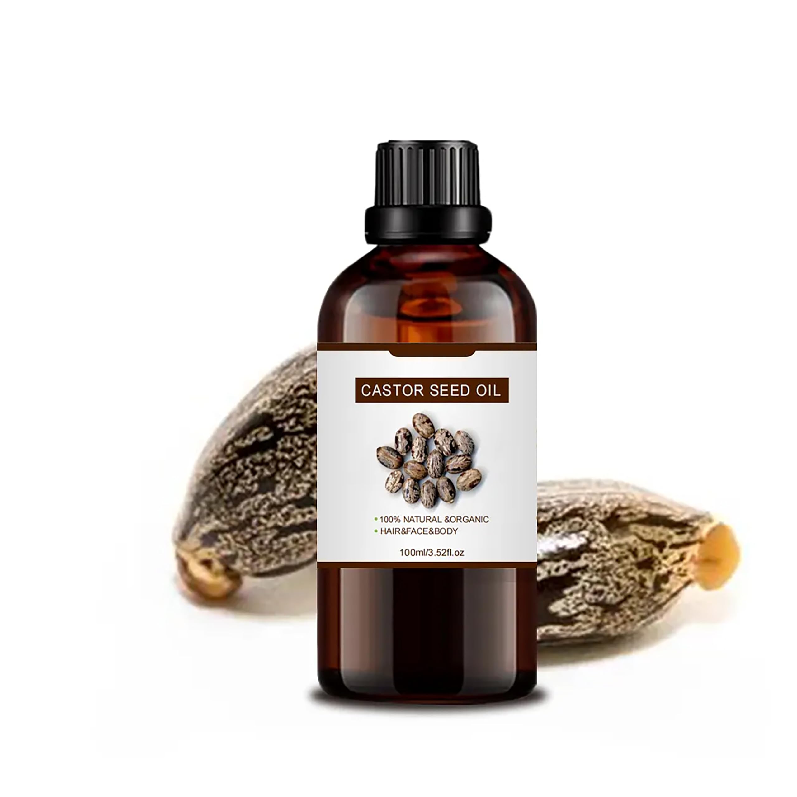 100% Pure Castor Essential Oil for Hair Growth,NonGMO High Oleic Natural Organic Castor Seed for Skin,Dry Damaged Body & Face M