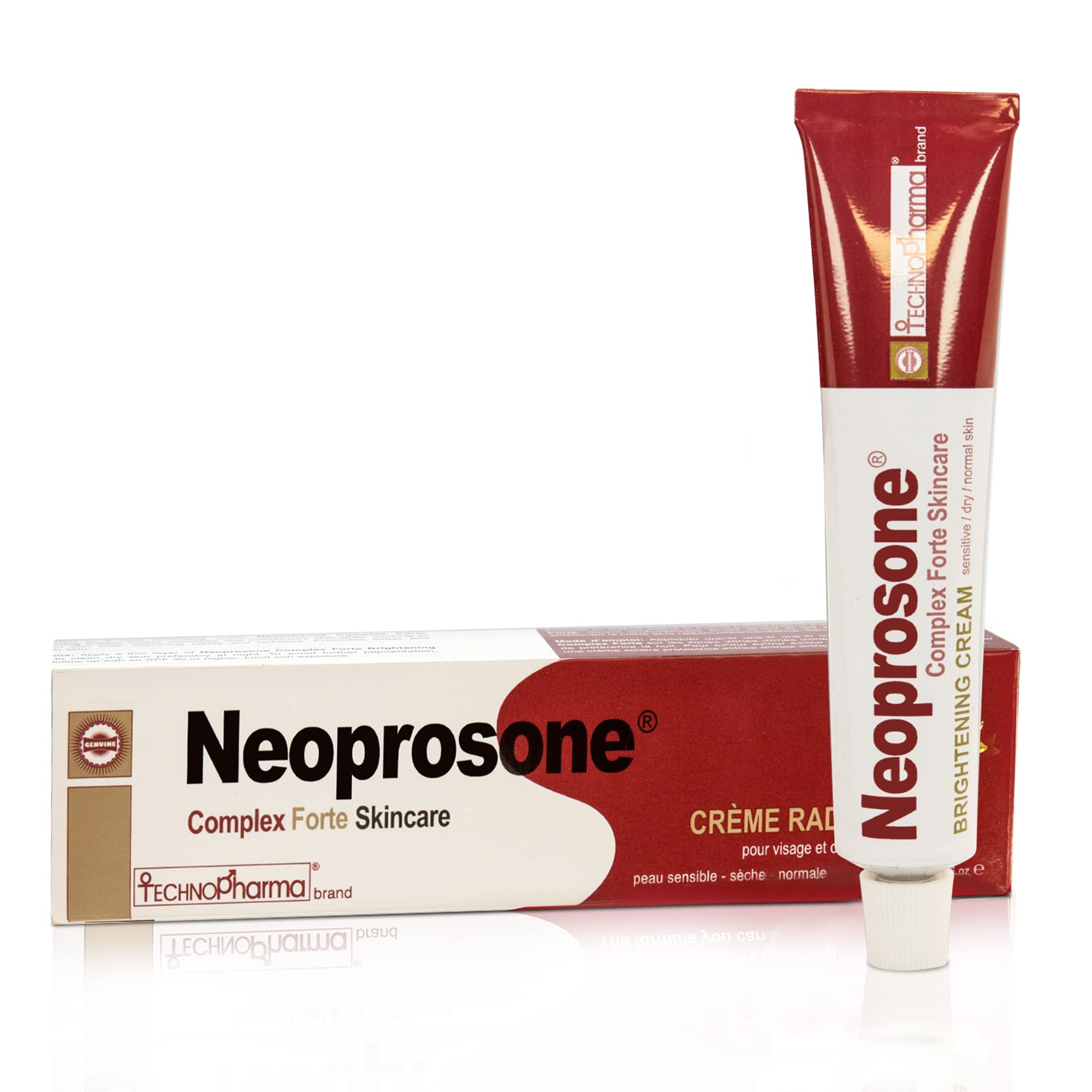 Neoprosone, Skin Brightening Cream | 1.7 Fl oz / 50 ml | Fade Dark Spots on: Face, Elbows, Knees, Body | with Alpha Arbutin, Lac