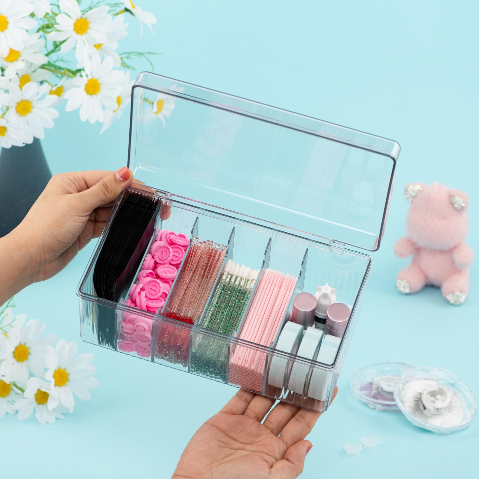 POCMKO Lash Extension Organizers and Storage, Lash Extension Supplies Organizer, Lash Cart Organizer, Acrylic Large Capacity Eye