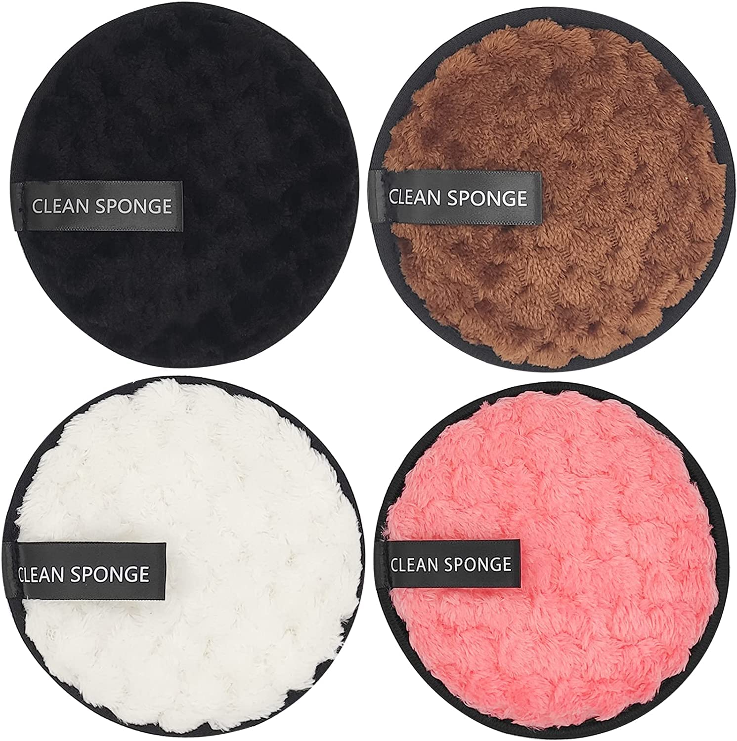 Reusable Soft Makeup Remover Pads For All Skin  4 Pack Microfiber Face Rounds Wipes Heavy Mascara Eye Shadow Facial Cleansing P