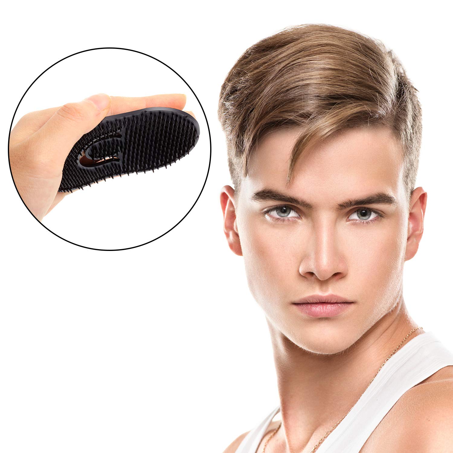 Boao 6 Packs Pocket Palm Combs - Shampoo Comb & Scalp Massager Brush - Black Plastic